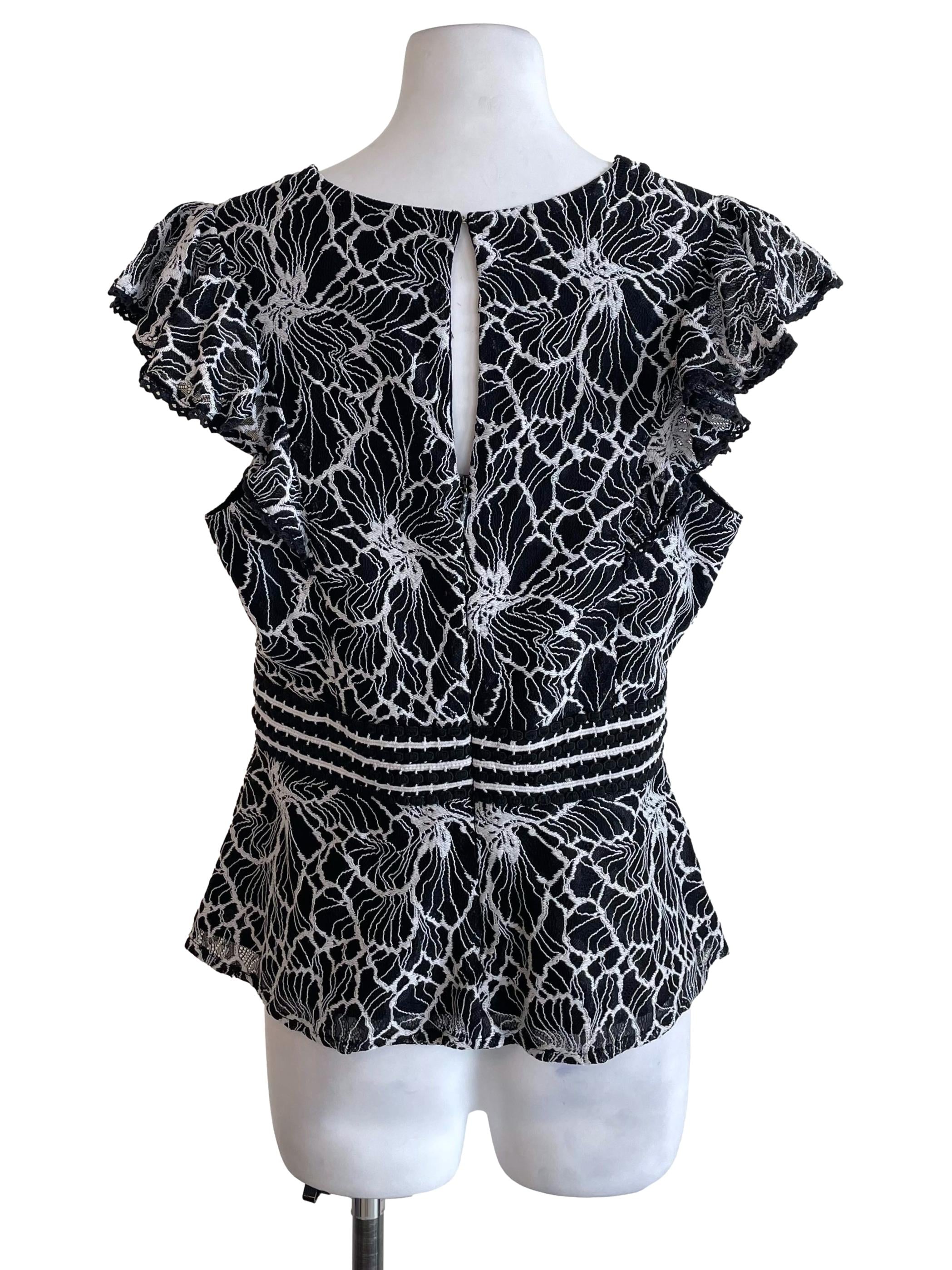 Black & White Floral Peplum Top