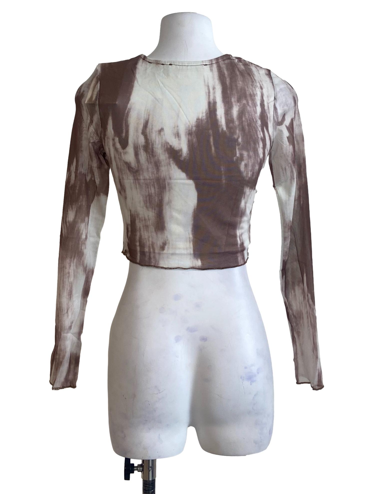 Brown Brodie Mesh Long Sleeve Top