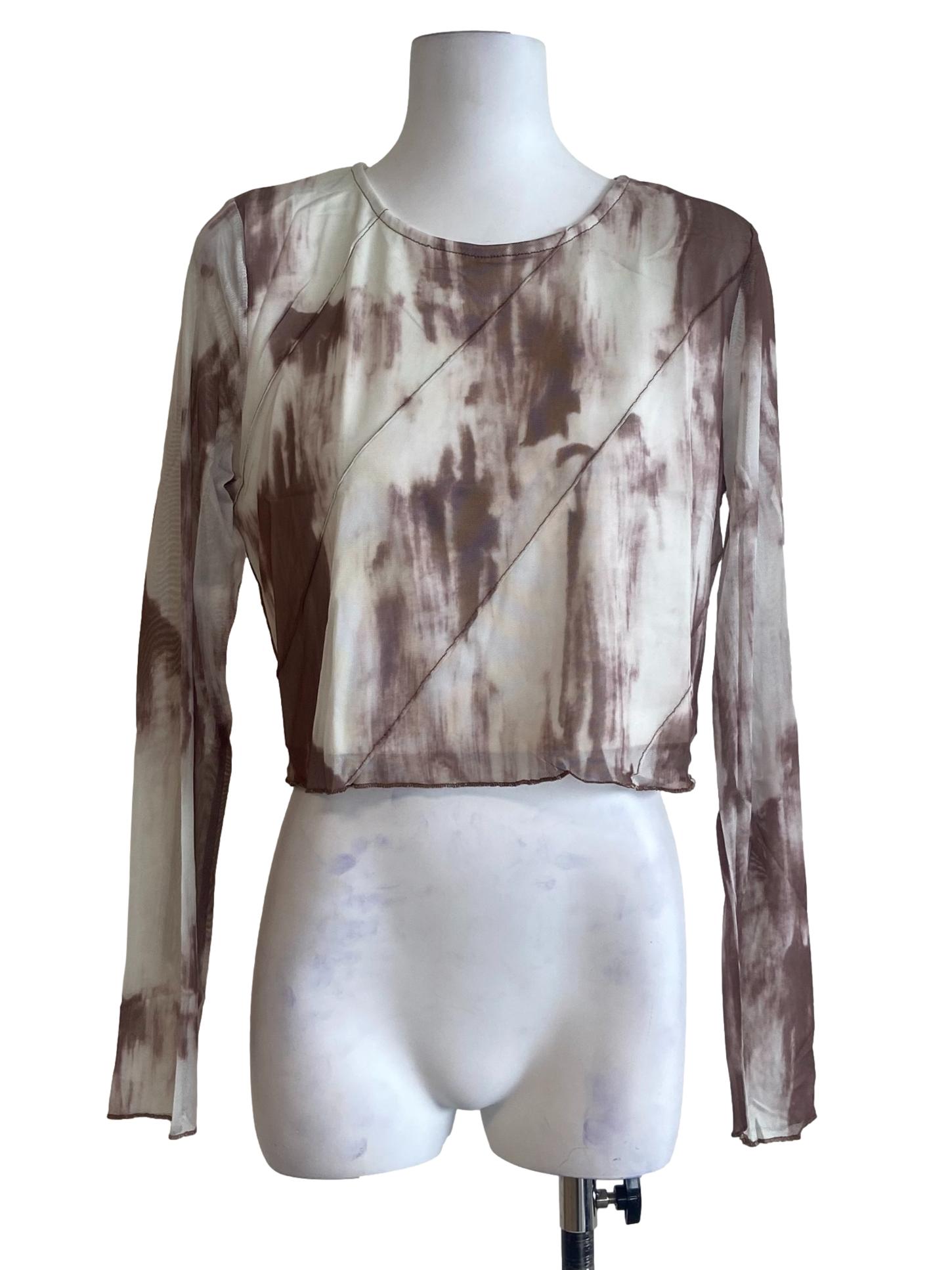 Brown Brodie Mesh Long Sleeve Top