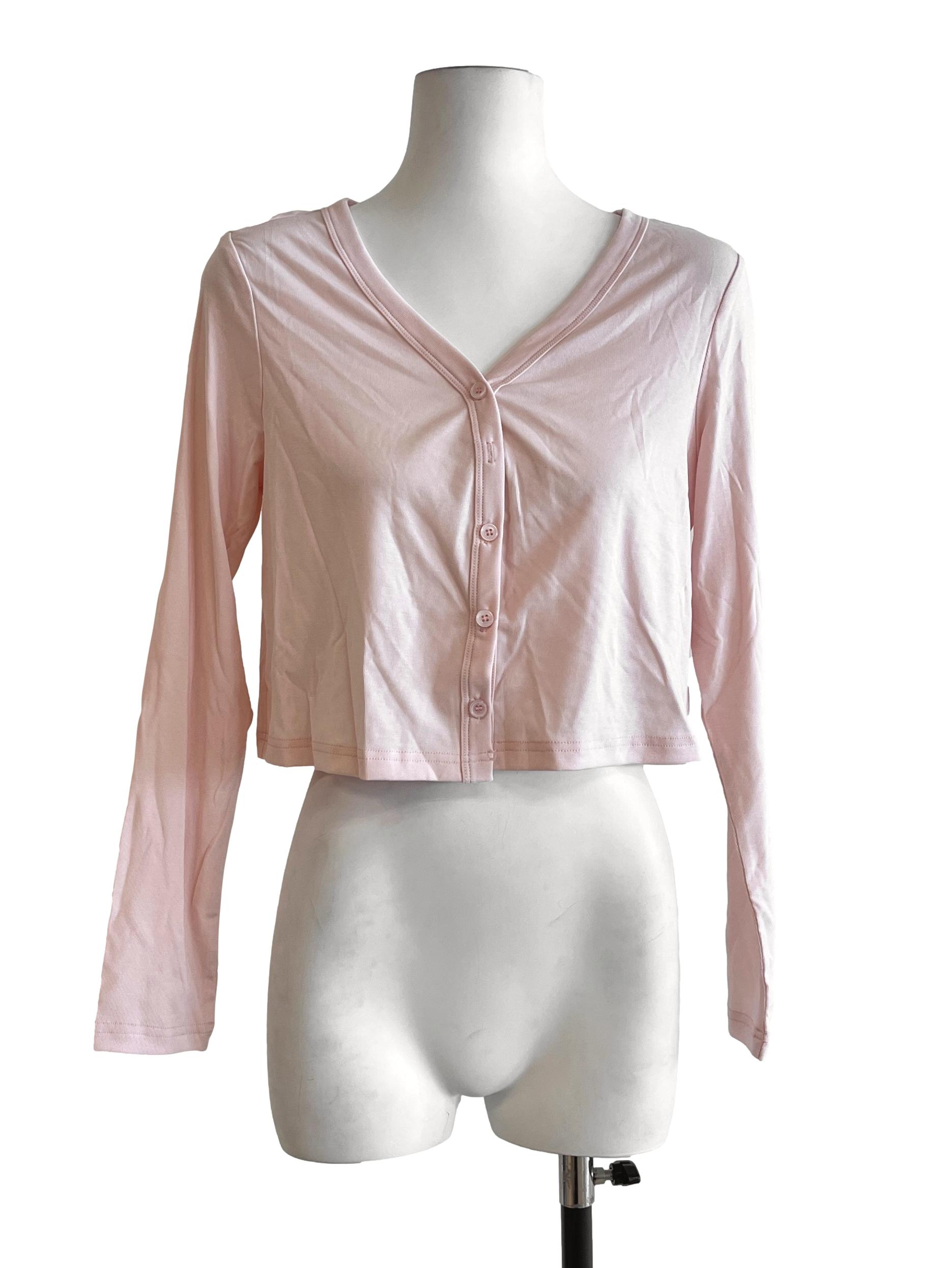 Lemonade Pink V-Neck Cropped Top