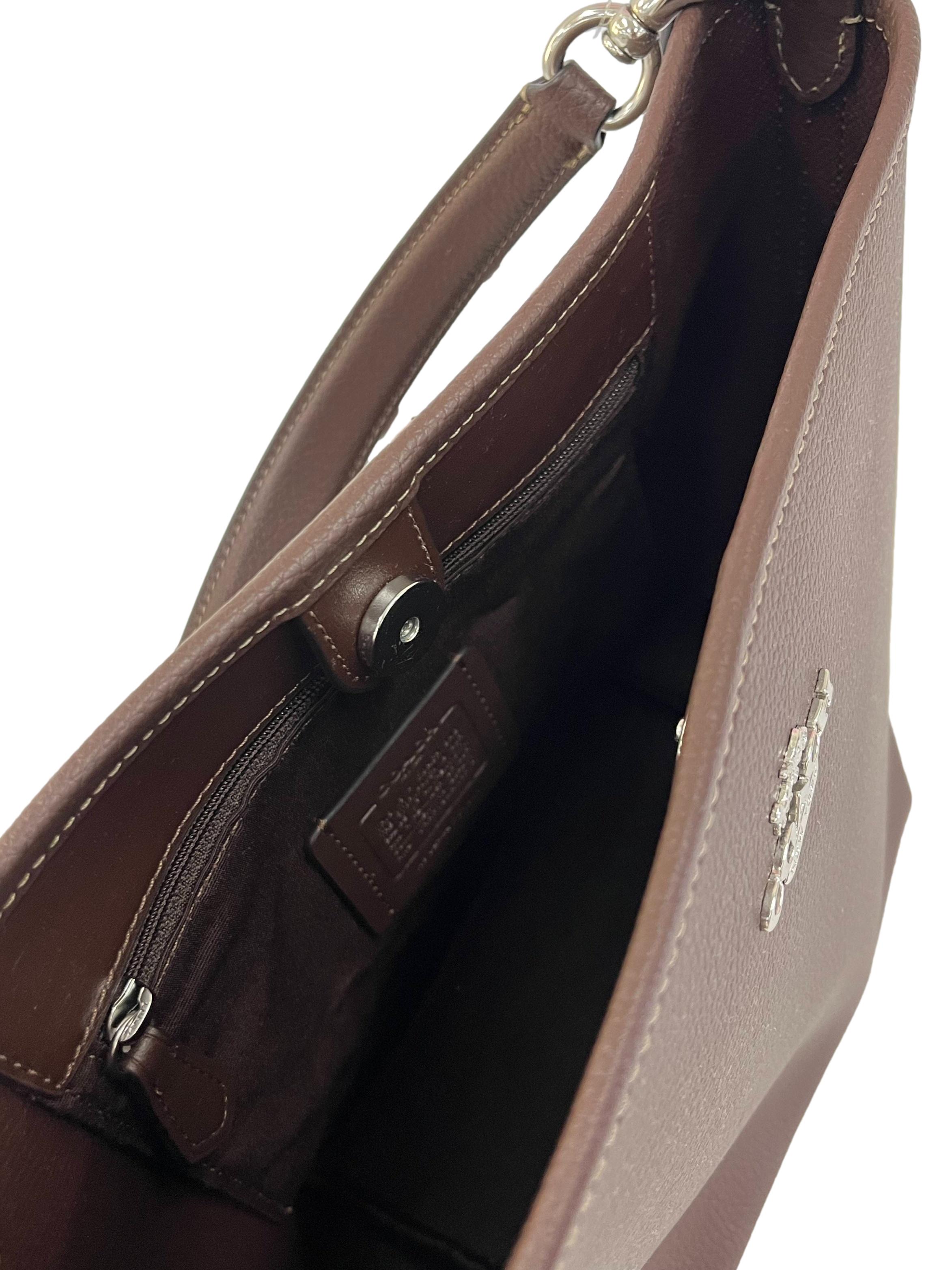 Brown Leather City Bucket Crossbody Bag CSN