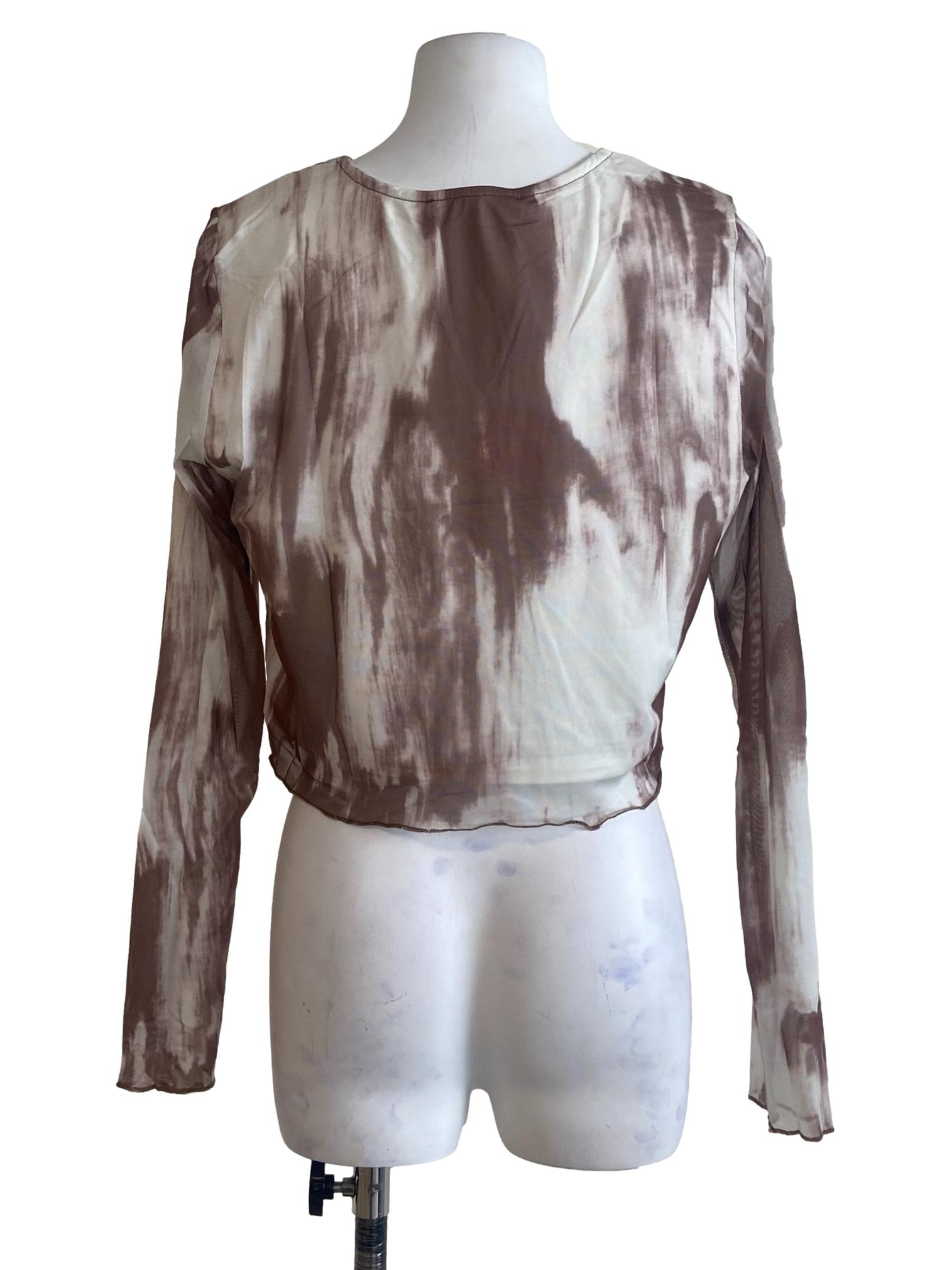 Brown Brodie Mesh Long Sleeve Top