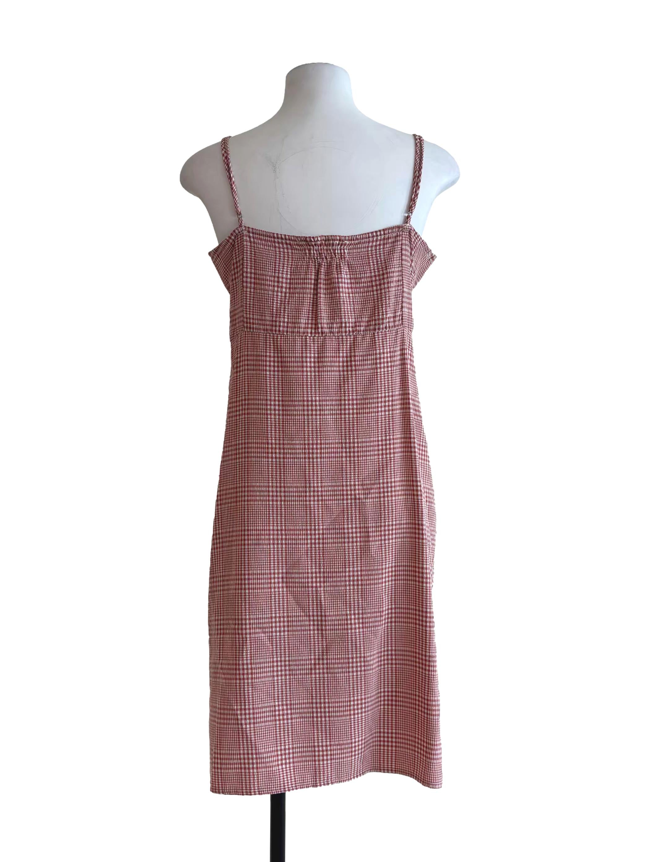 Punch Red Gingham Pencil Dress