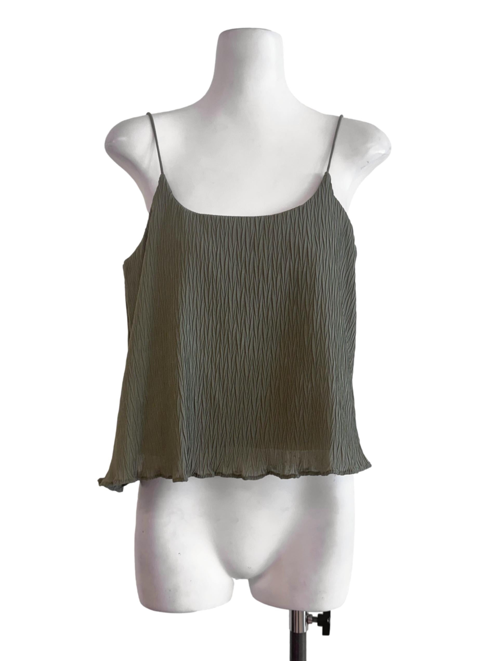 Pickle Green Scoop Neck Sleeveless Top