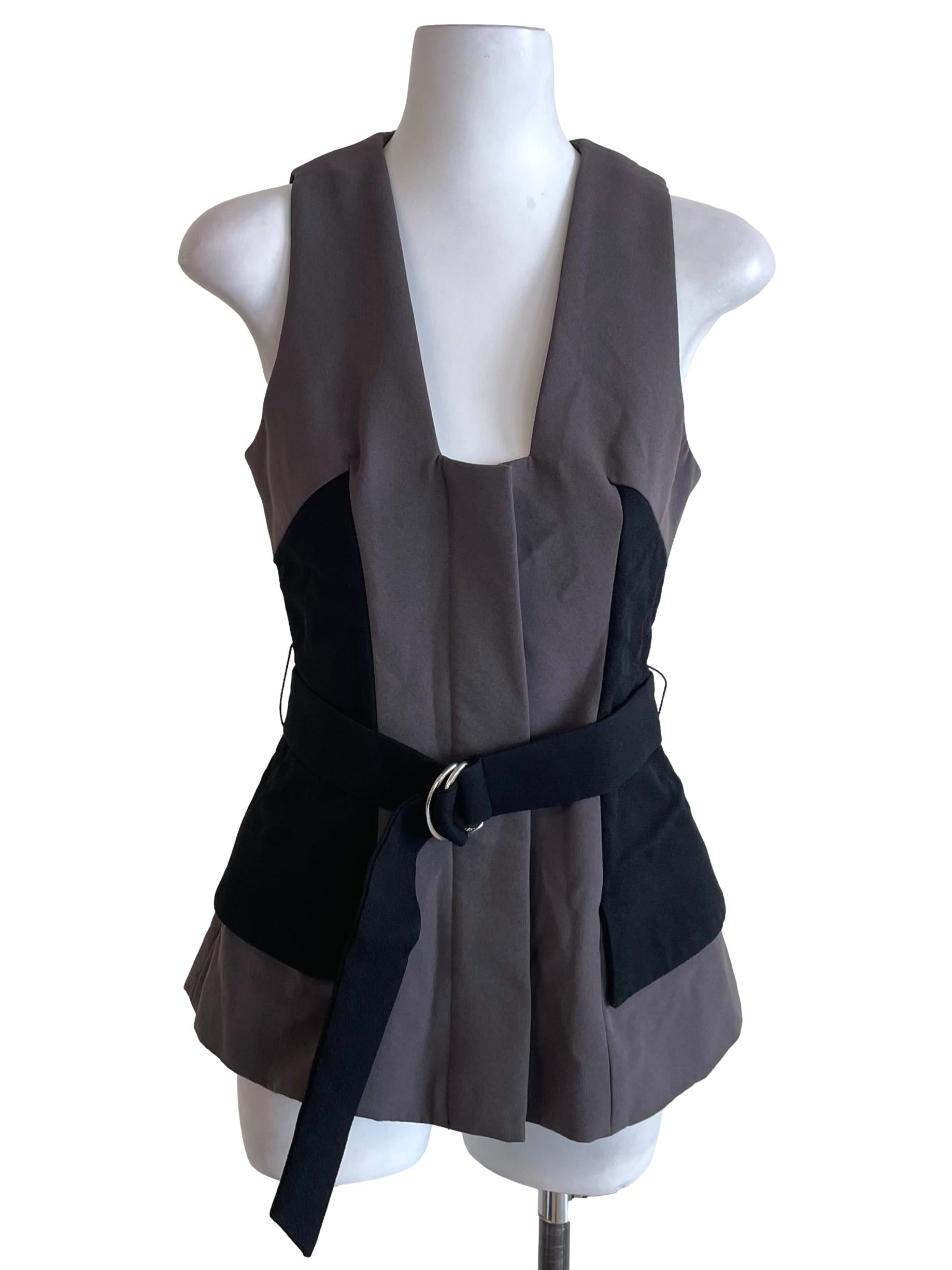 Ash Cedar Brown Overlay Slim Zip Up Top