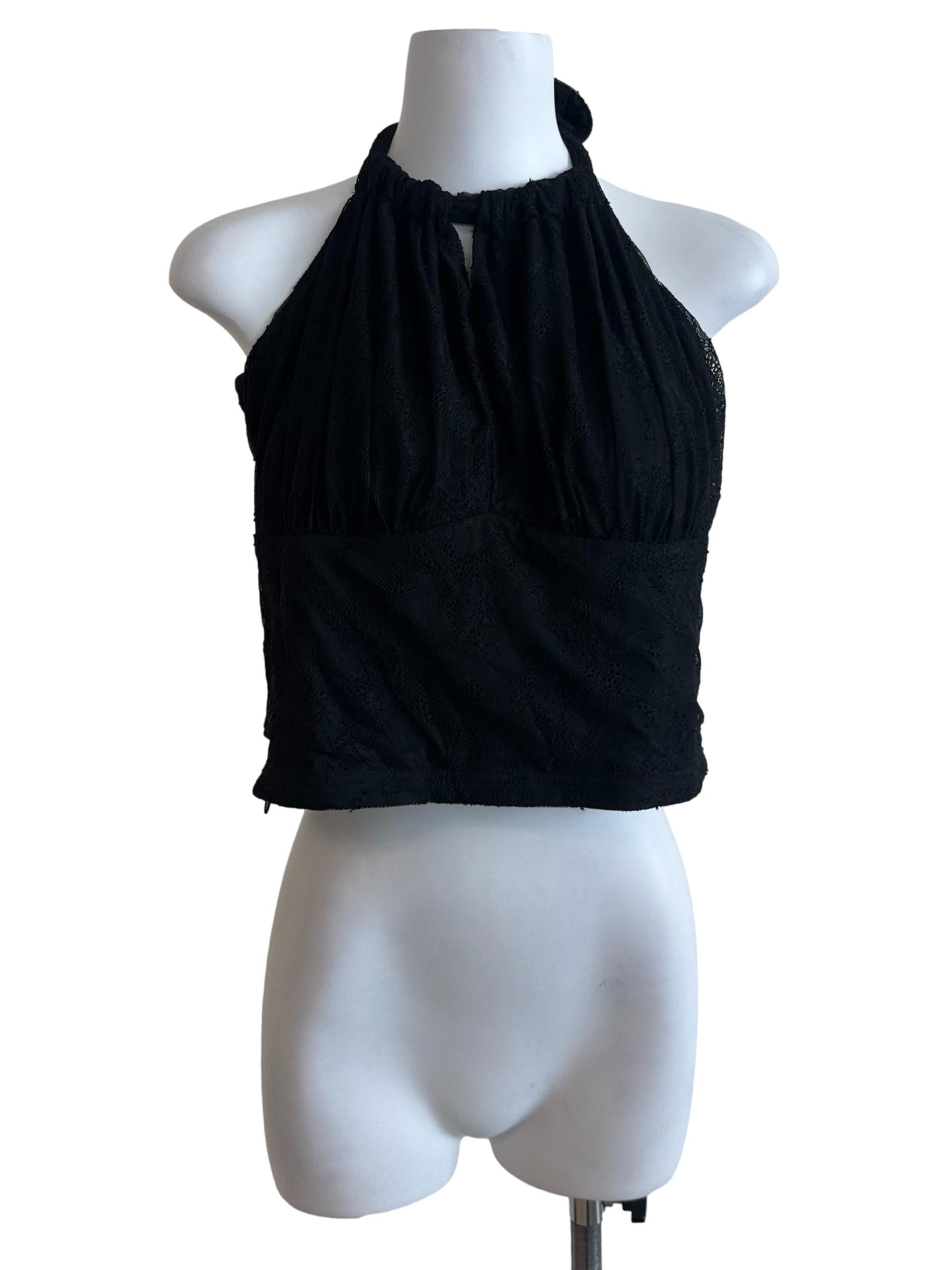 Raven Black Lace Halter Top