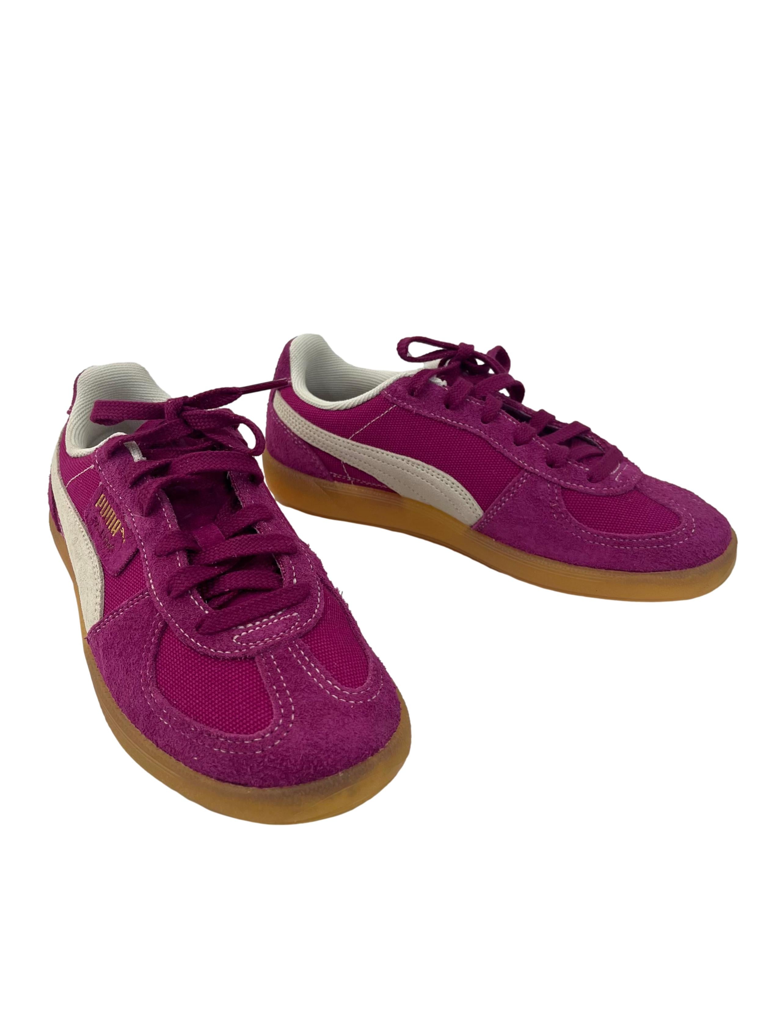 Palermo Vintage Magenta Gleam-Frosted Ivory Sneakers With Interchangeable Shoelaces
