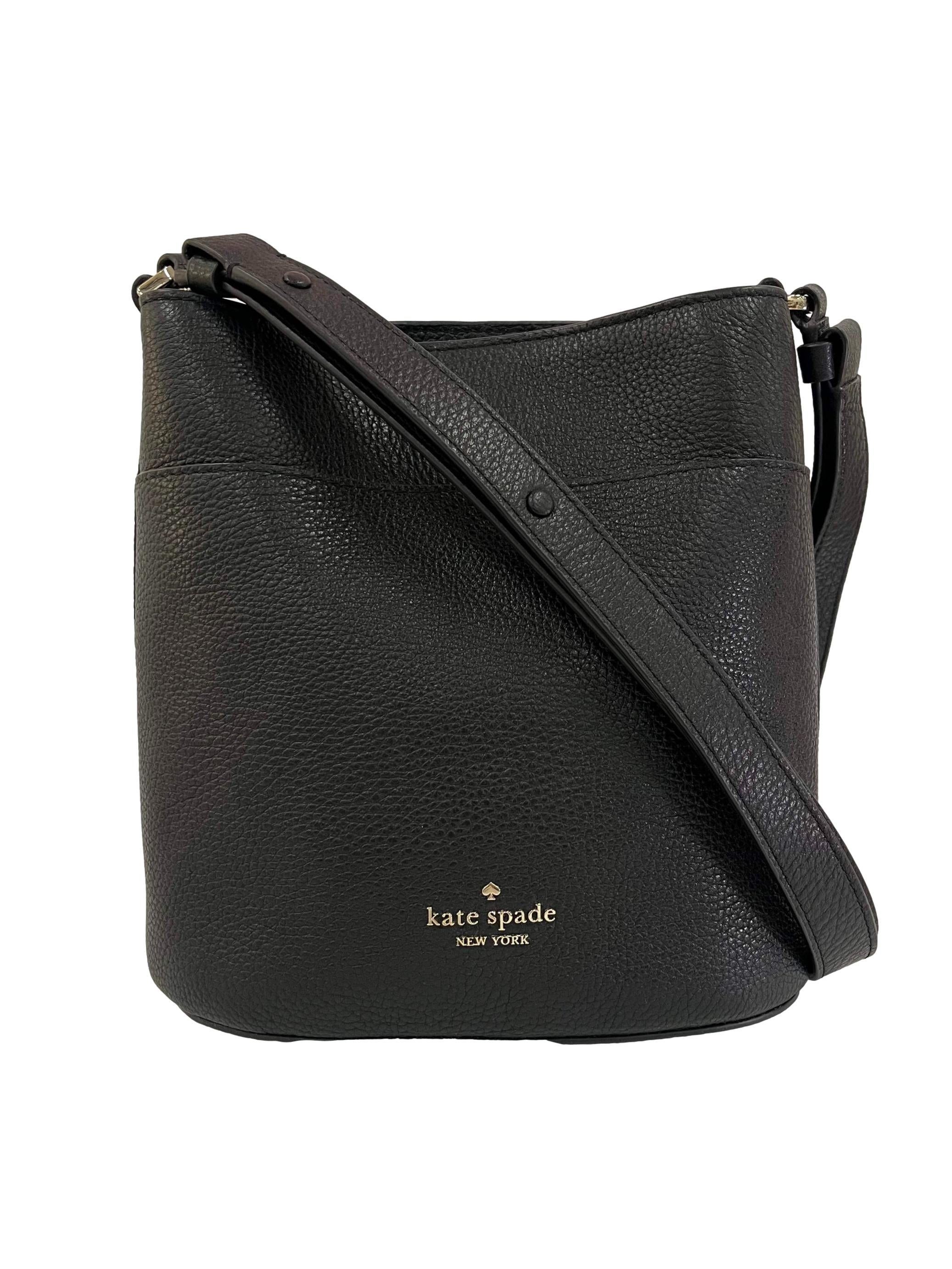 Black Leather Pebbled Leather Small Bucket Bag CSN
