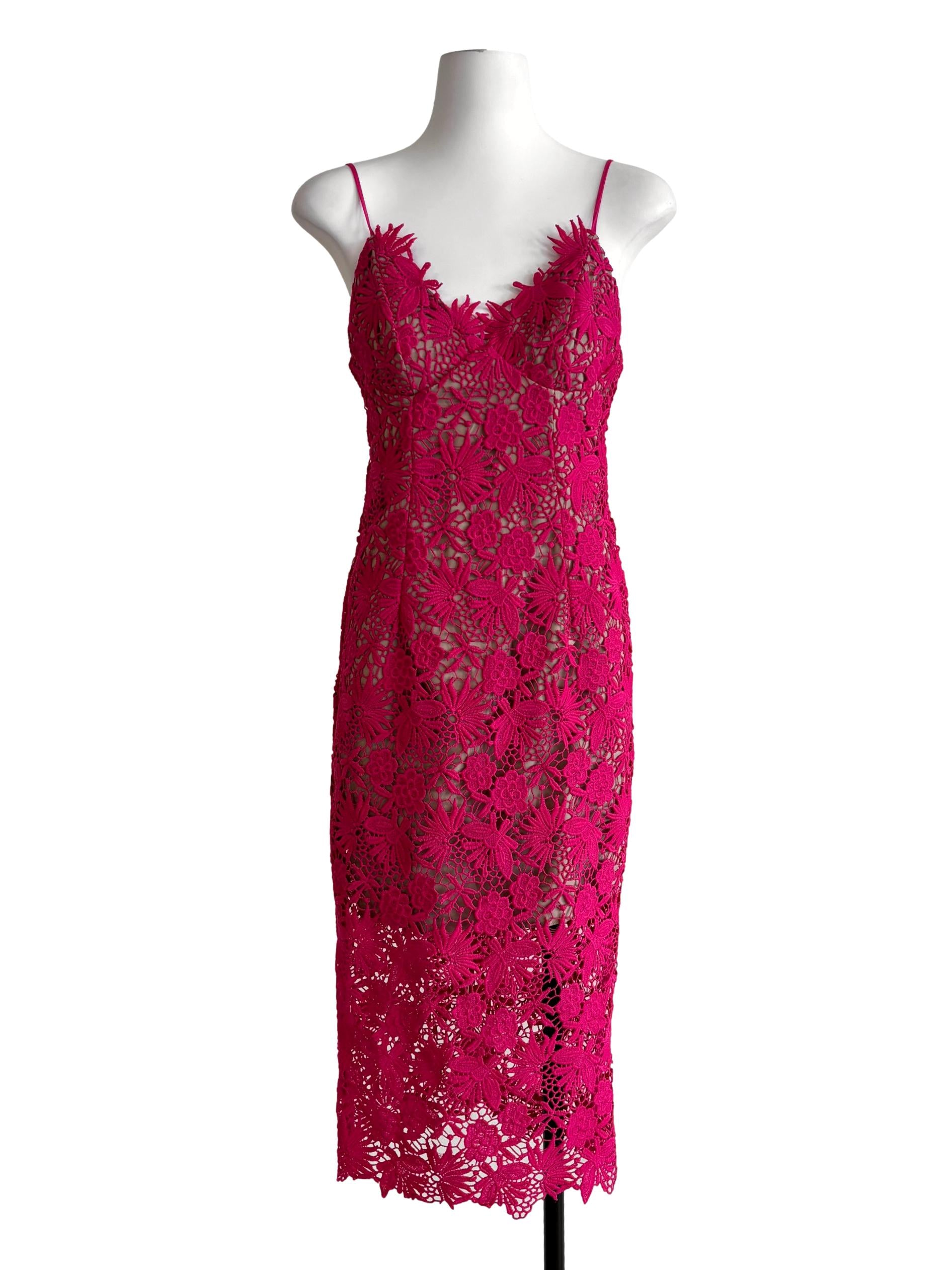 Hot Pink Pencil Lace Dress