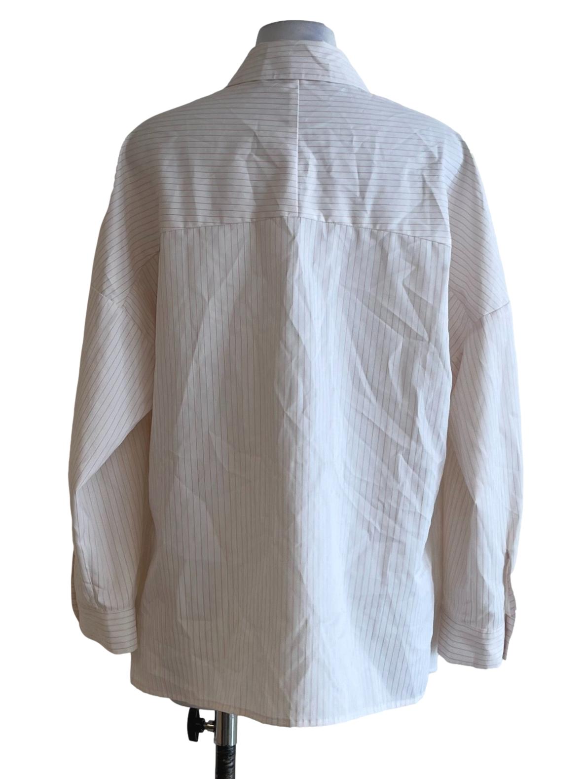 White Pencil Stripe Button-Down Blouse
