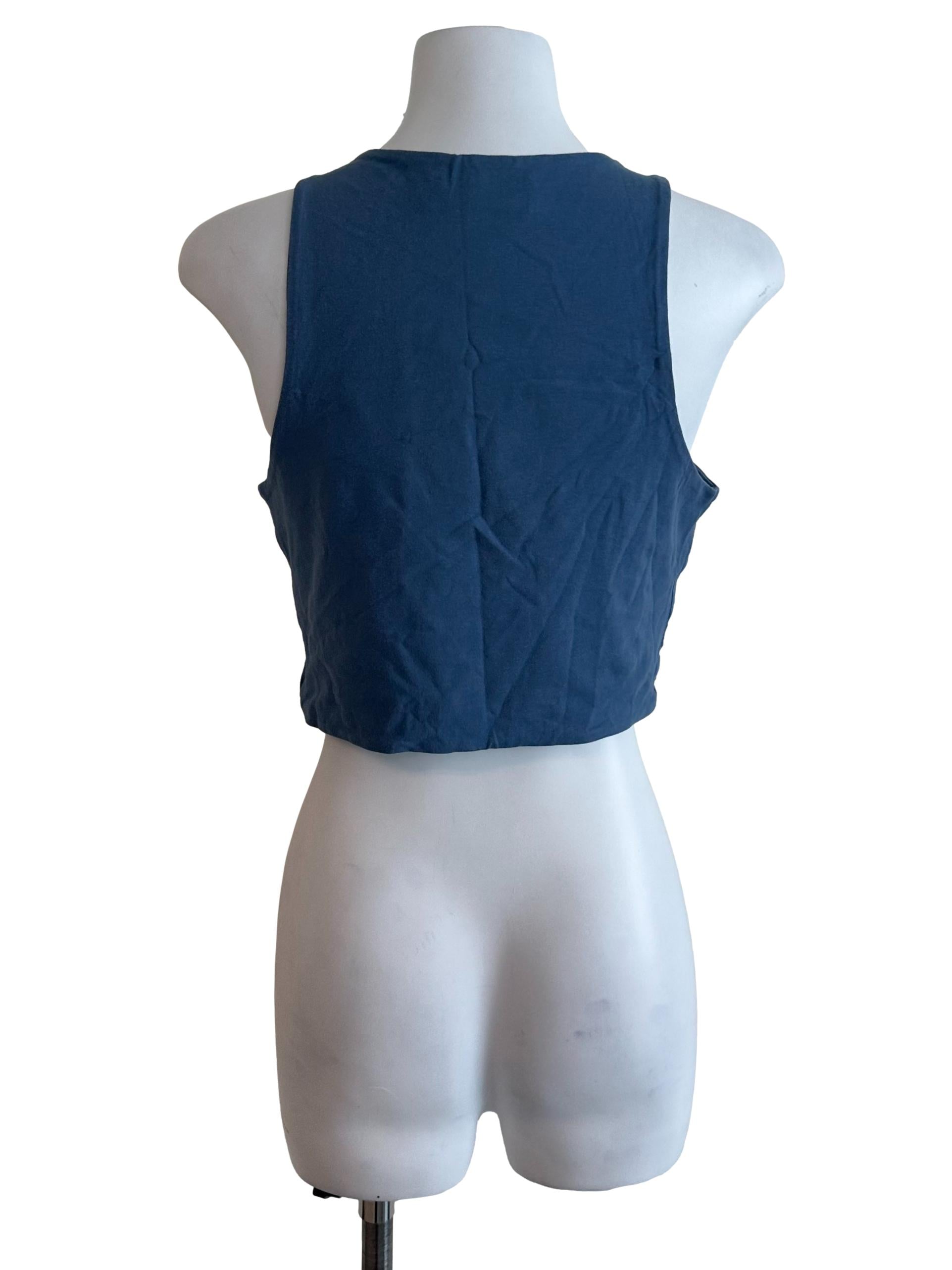Spruce Blue Round Neck Tank Top