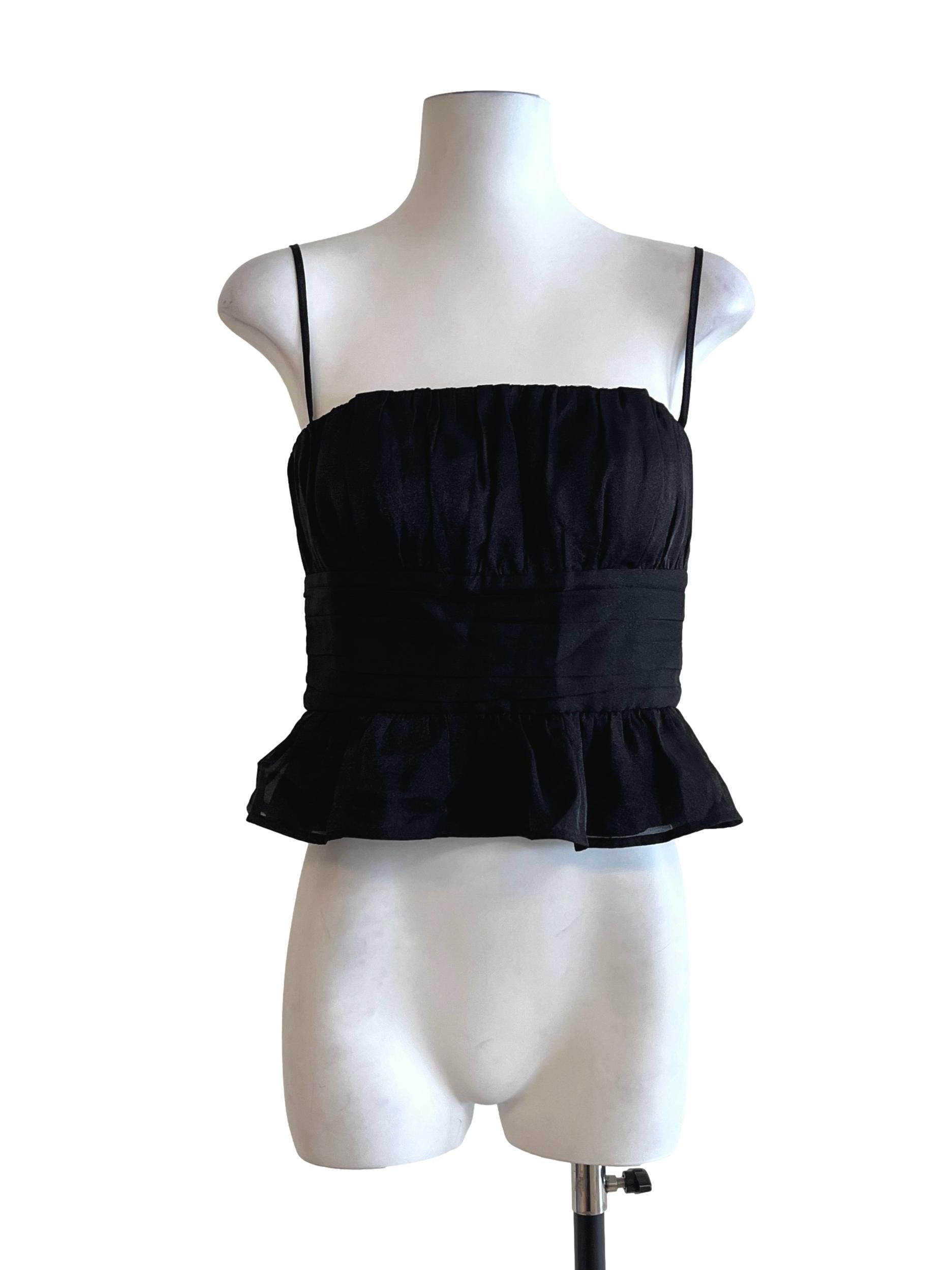 Pitch Black Spaghetti Strap Sleeveless Top