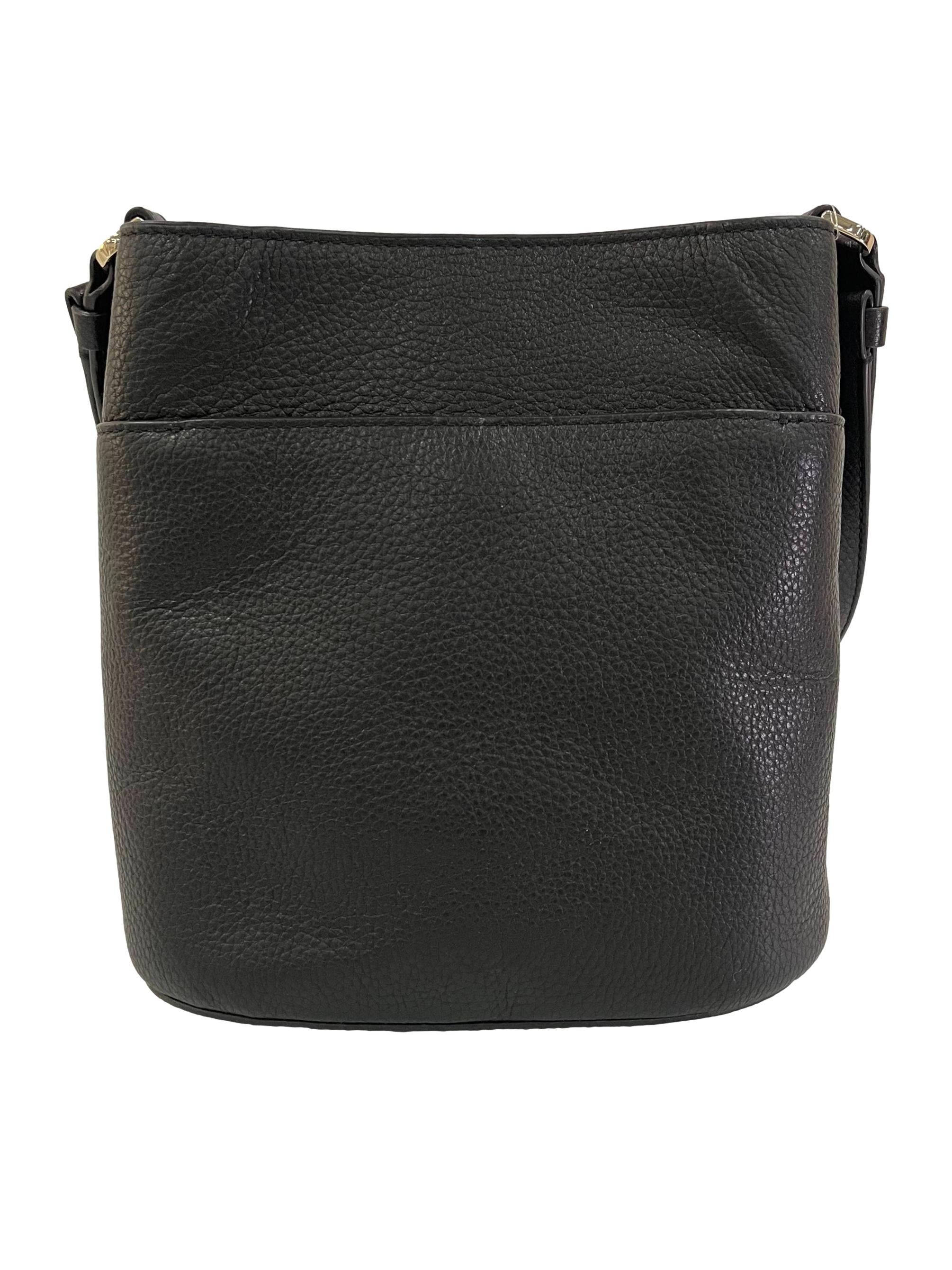 Black Leather Pebbled Leather Small Bucket Bag CSN