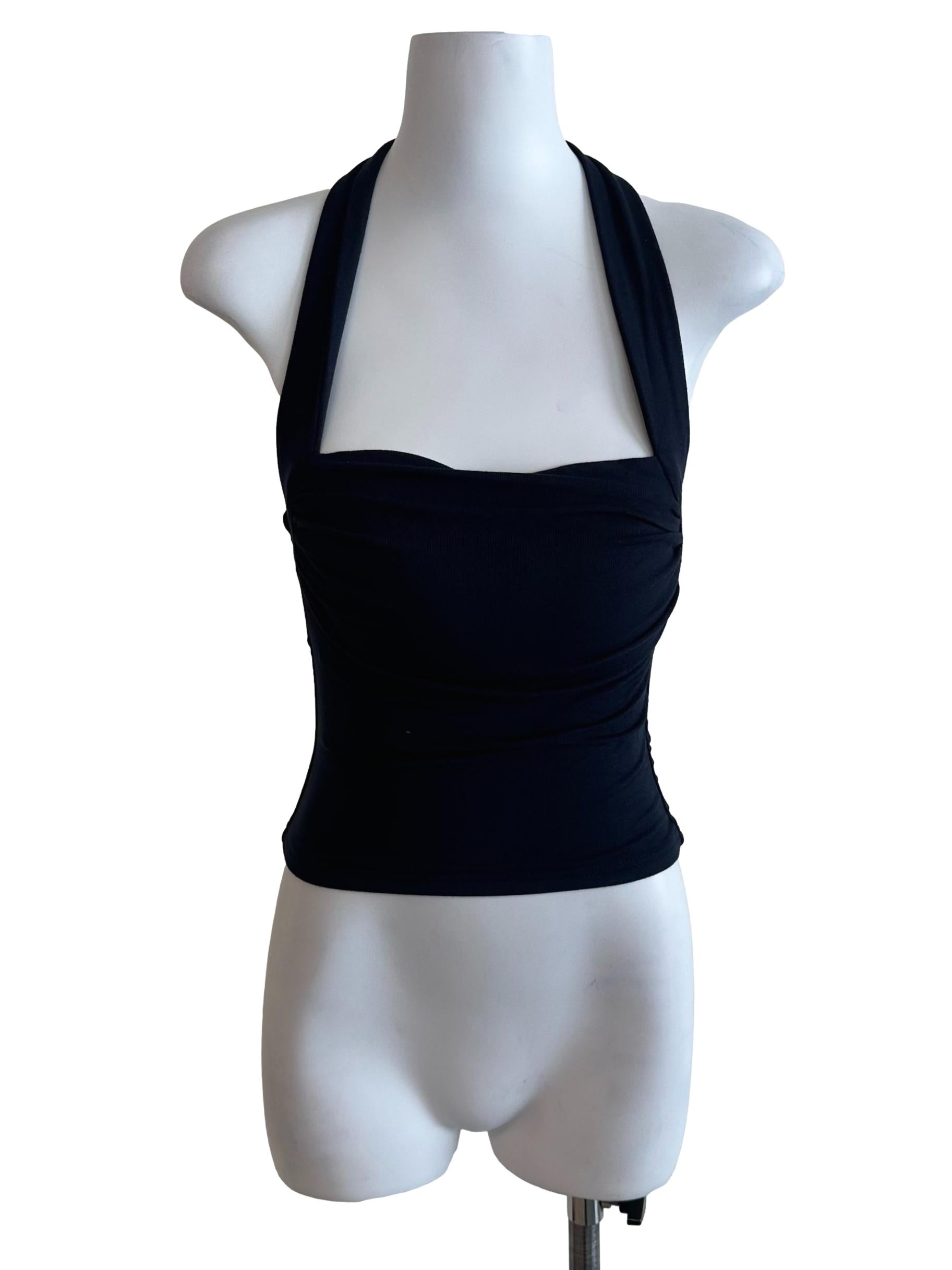 Midnight Black Halter Fitted Top