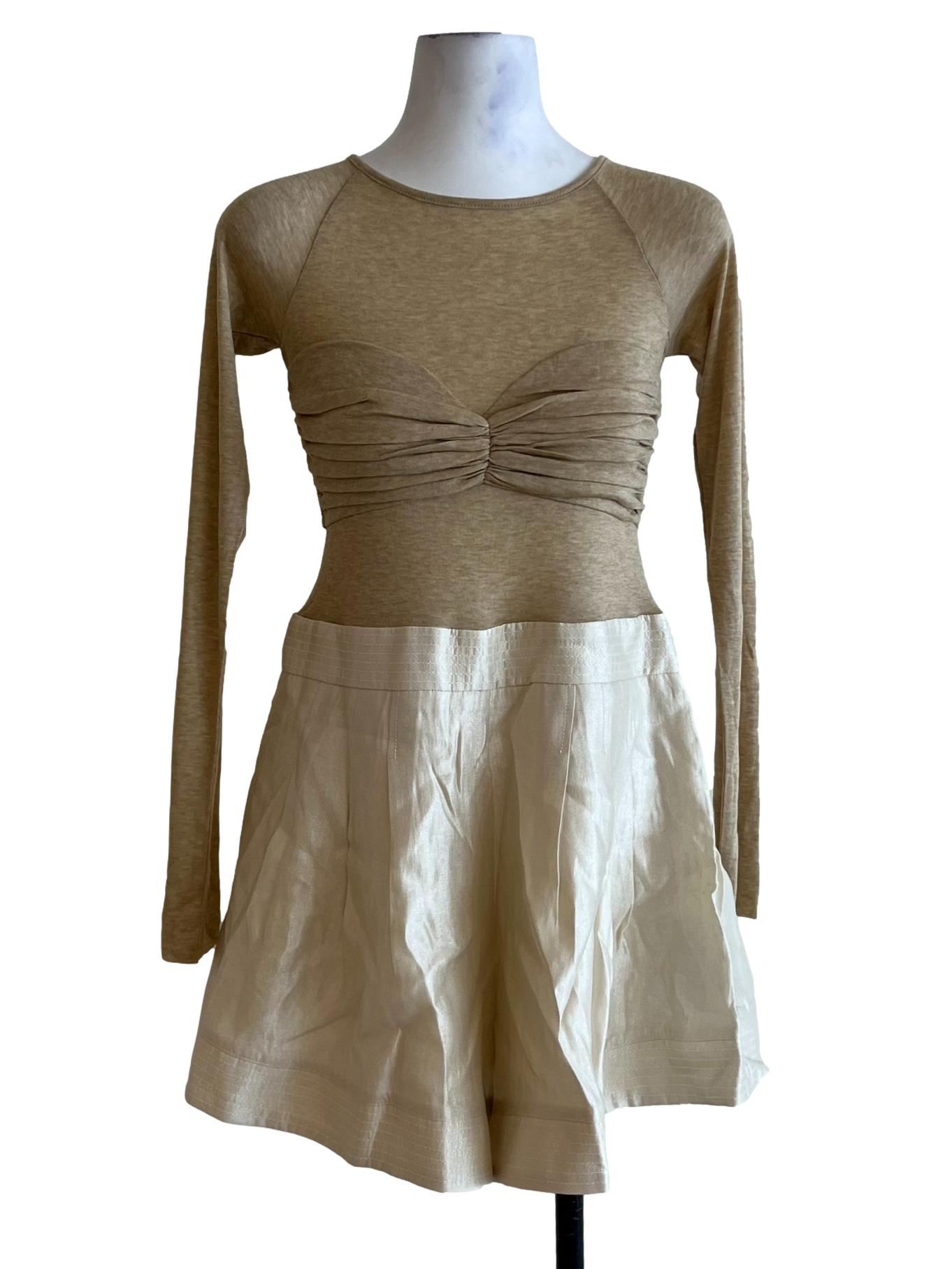 Brown Beige Jewel Neckline Romper