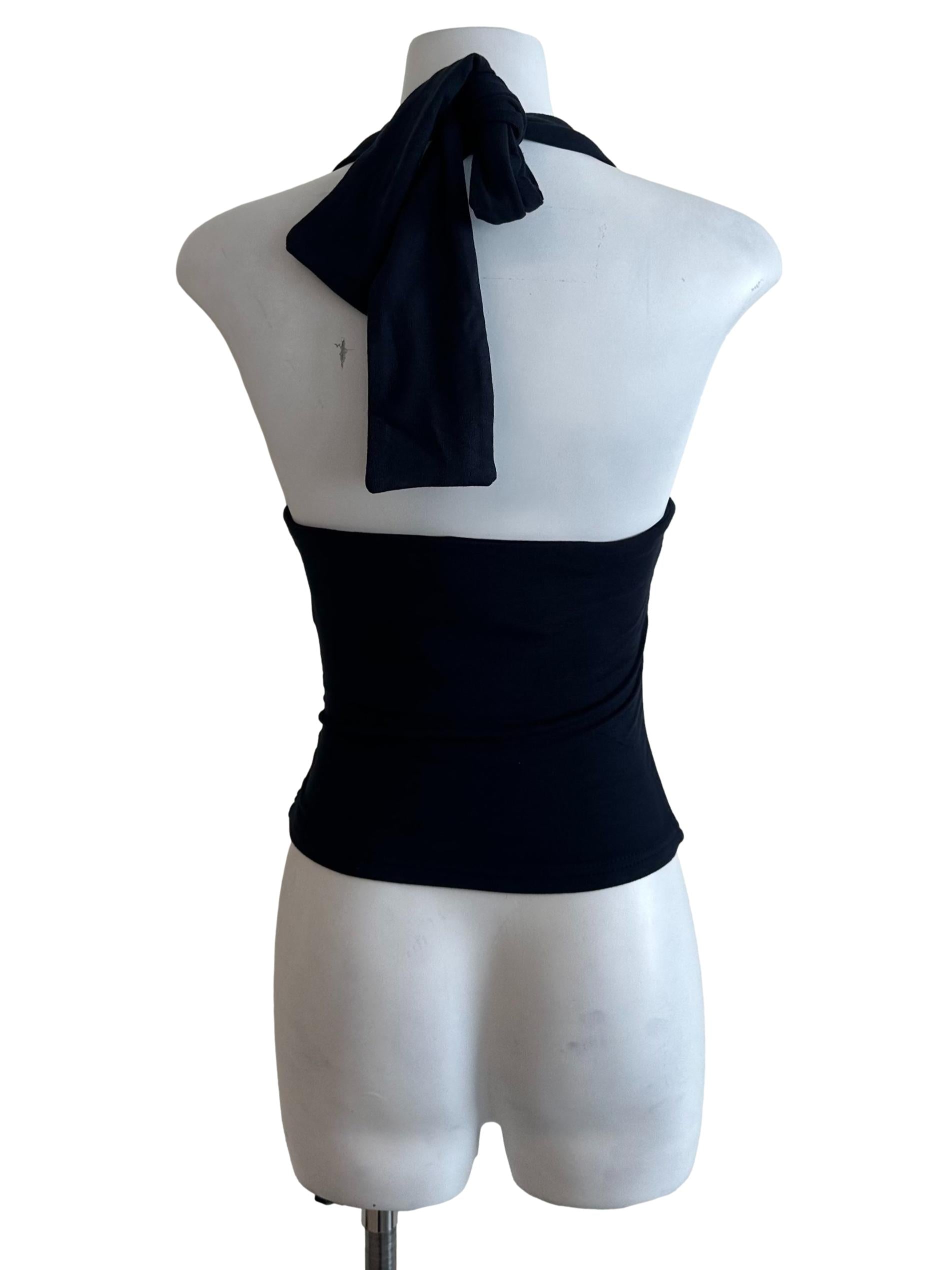 Midnight Black Halter Fitted Top