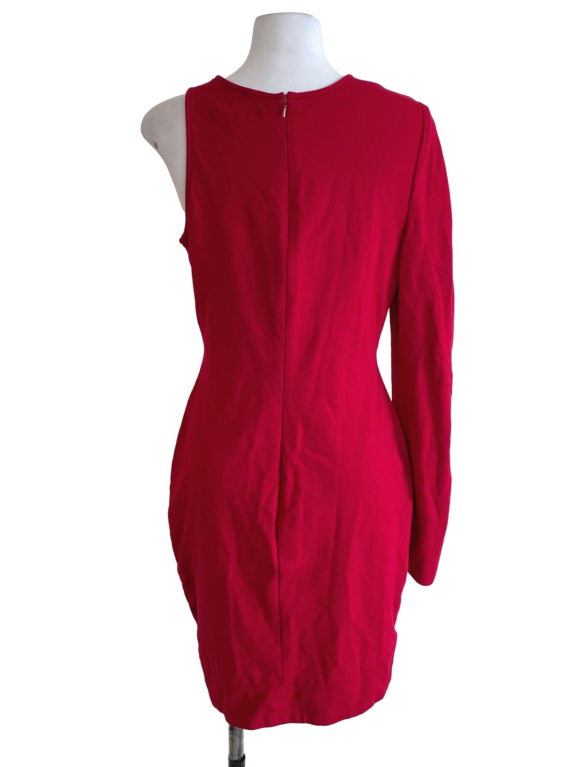 Crimson Red One Sleeve Dress