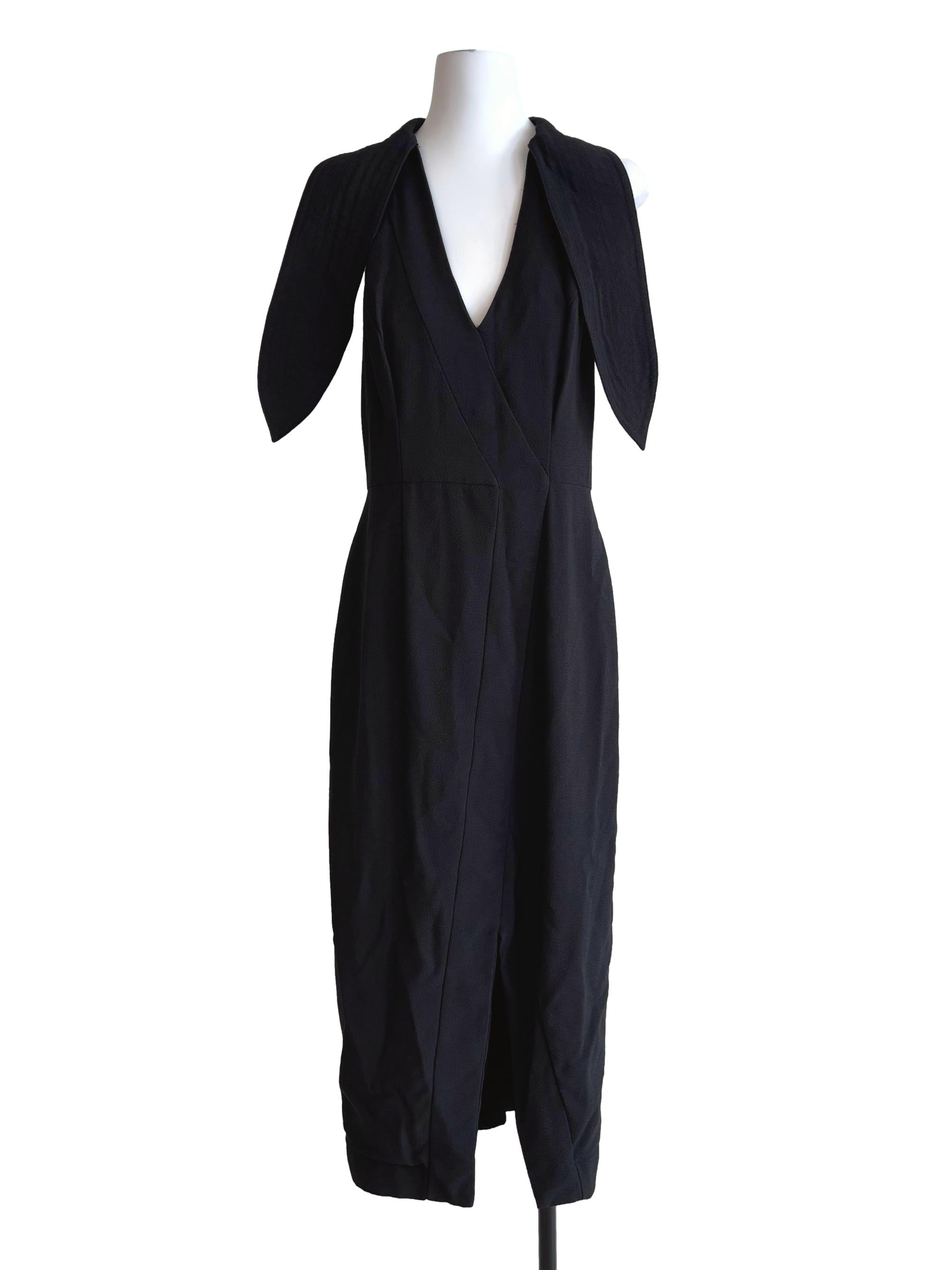 Jet Black Midi Pencil Dress