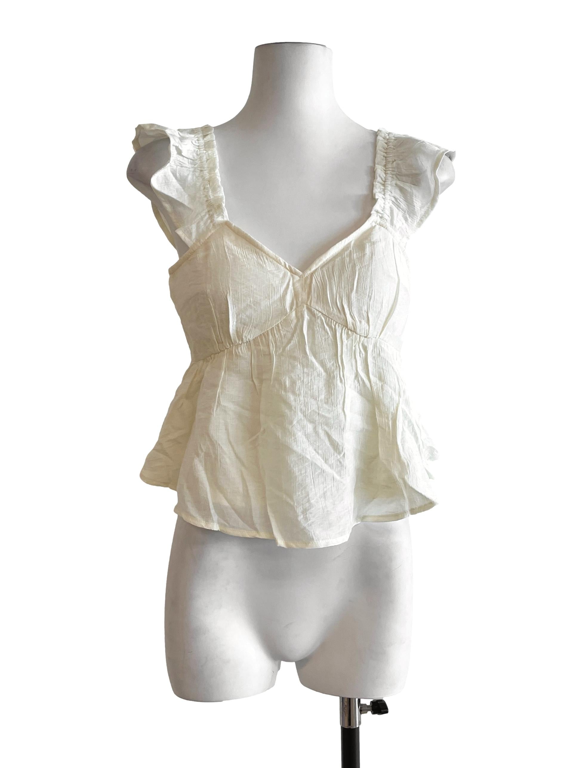 Cream White Sweetheart Sleeveless Top