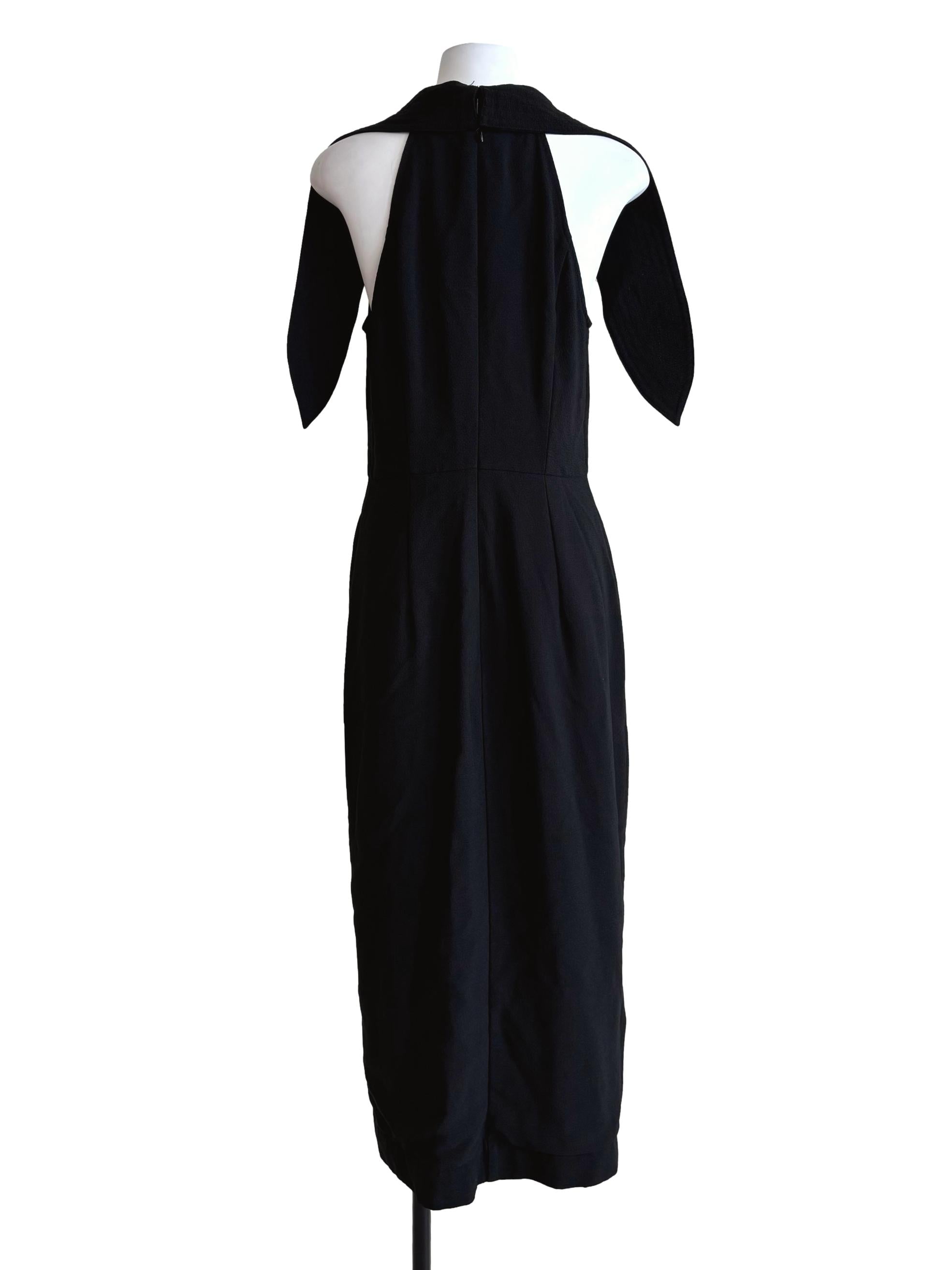 Jet Black Midi Pencil Dress