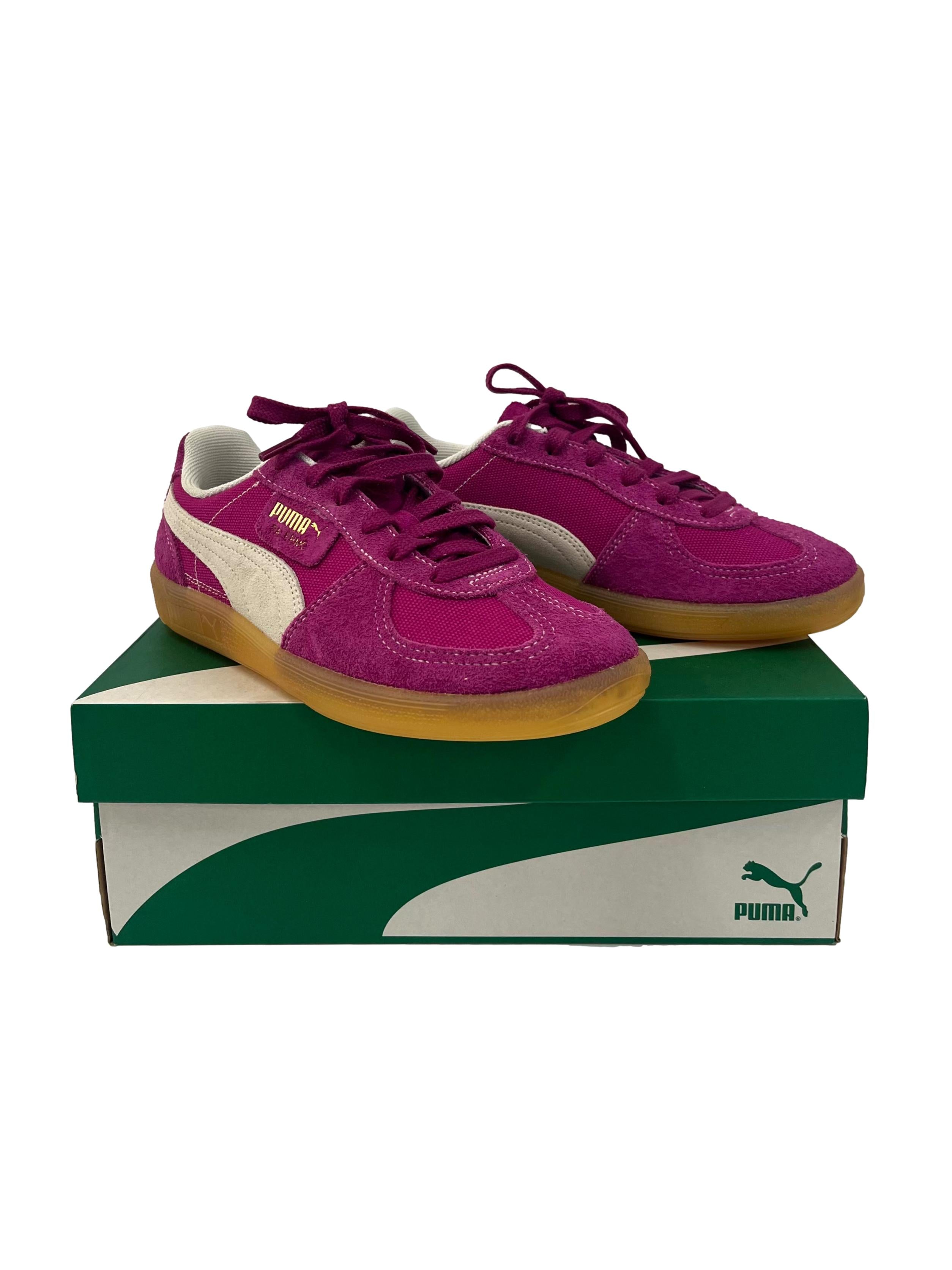 Palermo Vintage Magenta Gleam-Frosted Ivory Sneakers With Interchangeable Shoelaces