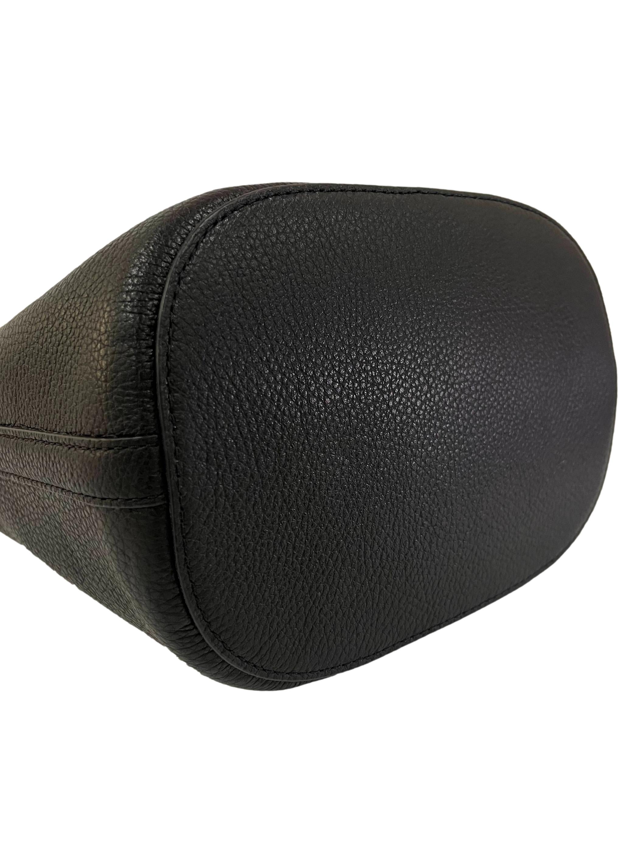 Black Leather Pebbled Leather Small Bucket Bag CSN