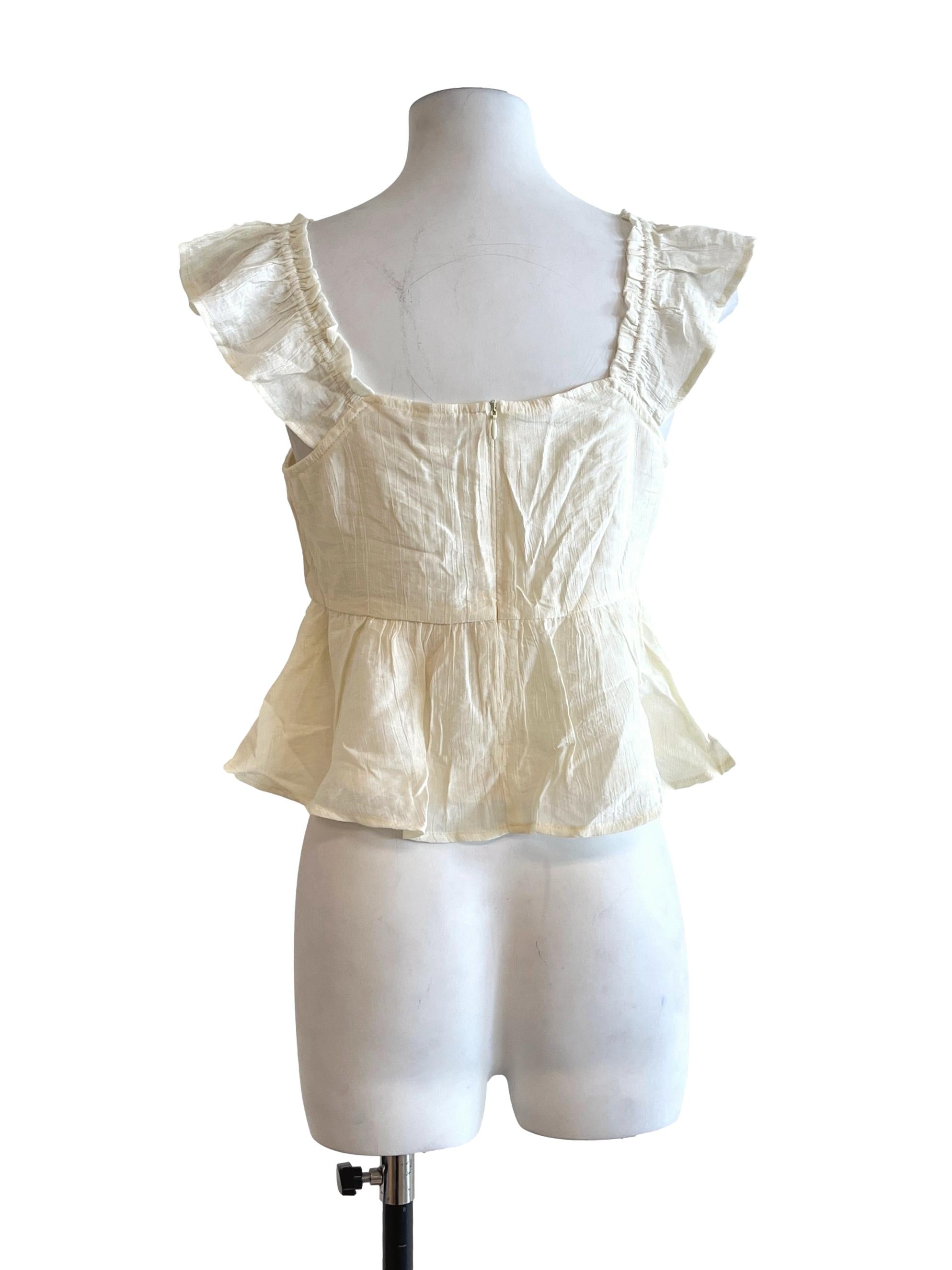 Cream White Sweetheart Sleeveless Top