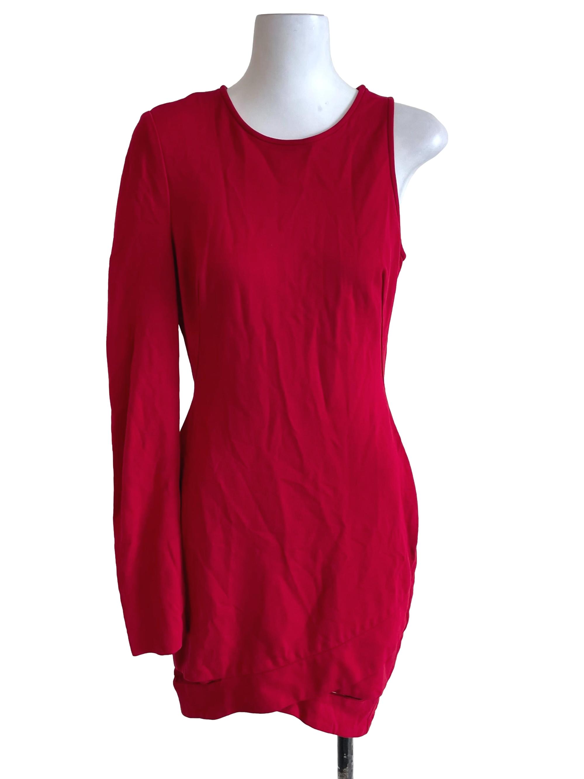 Crimson Red One Sleeve Dress