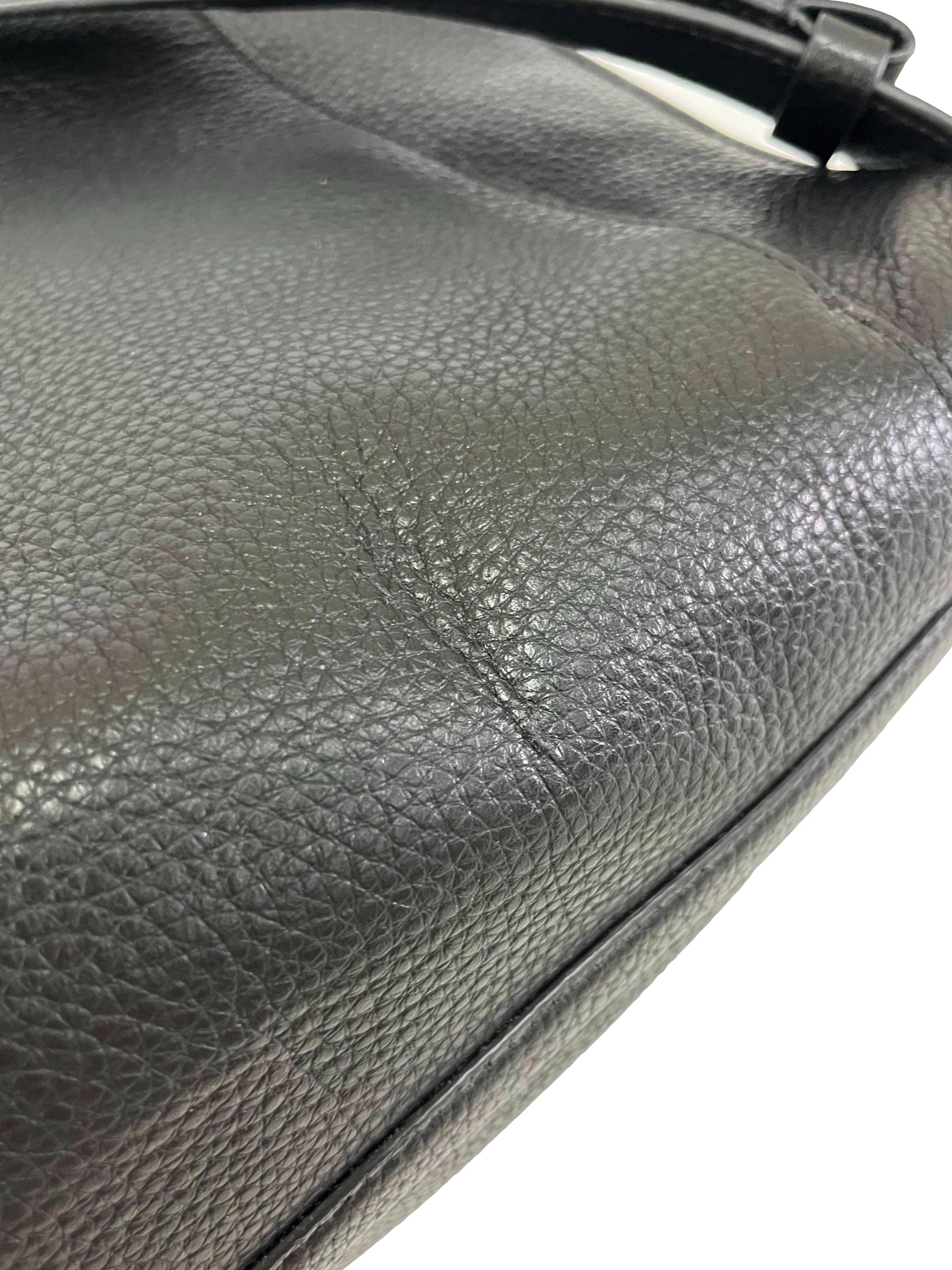 Black Leather Pebbled Leather Small Bucket Bag CSN