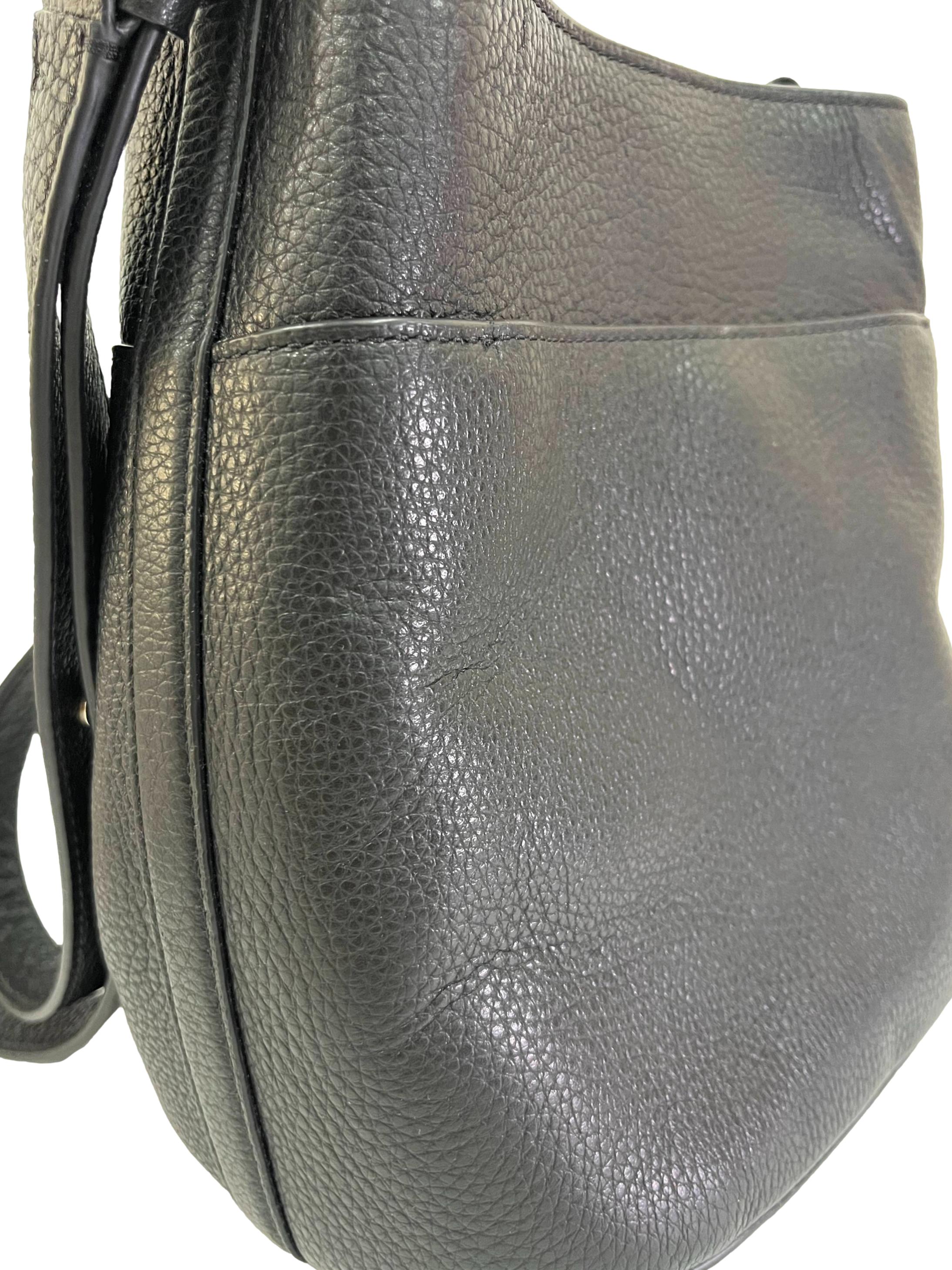 Black Leather Pebbled Leather Small Bucket Bag CSN