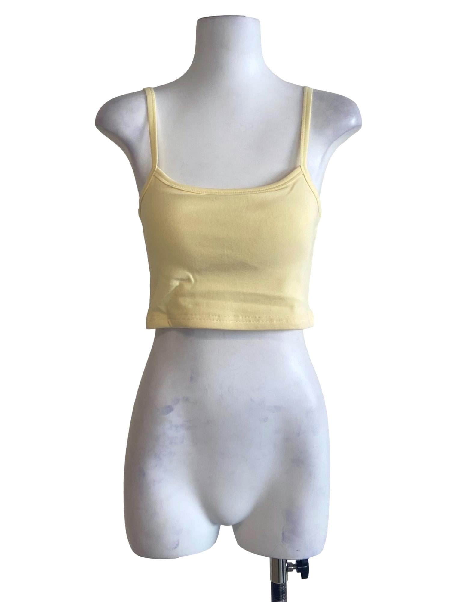 Yellow Jessica Basic Crop Padded Top