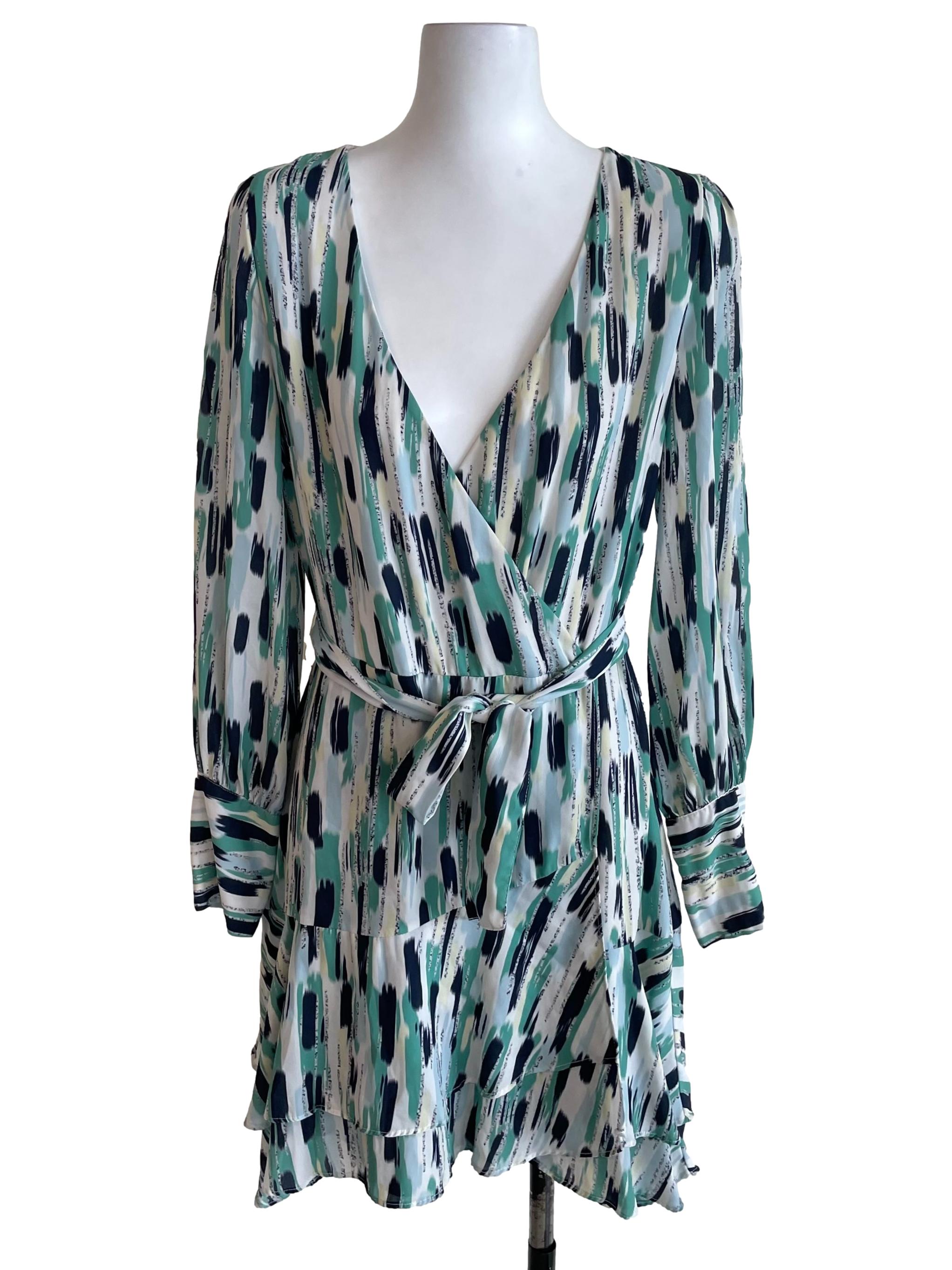 Fern Green Printed Wendy Wrap Dress