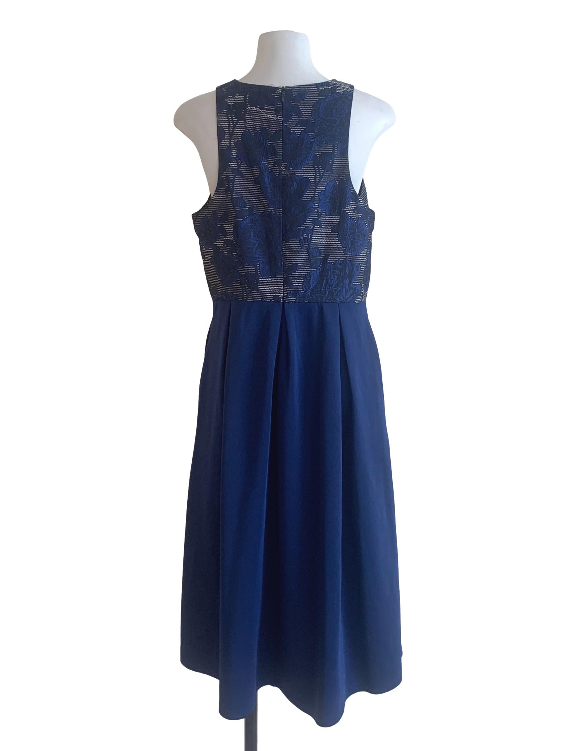Berry Blue Floral Pattern A-Line Dress LB