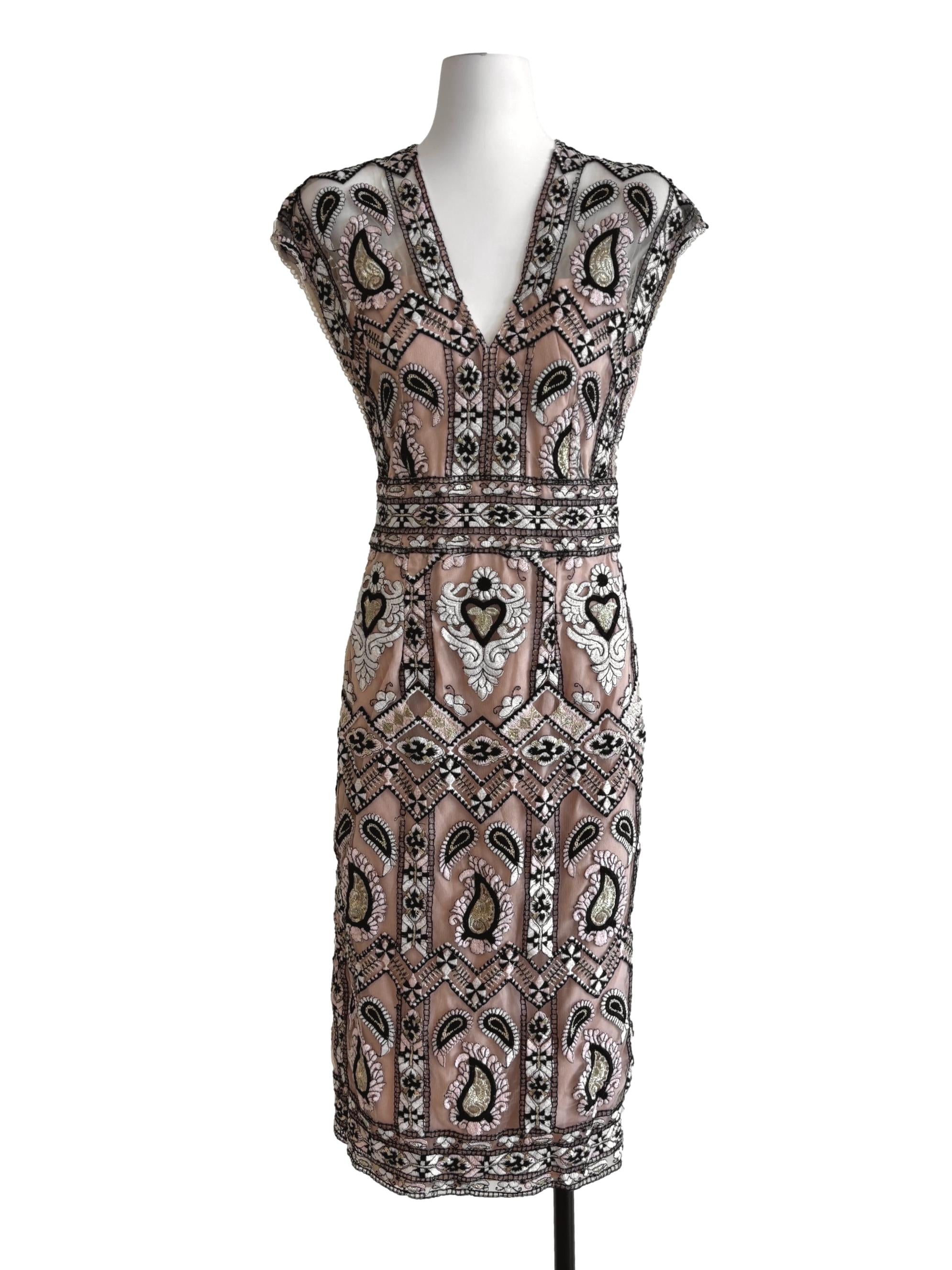 Sepia Lined Lace Dress