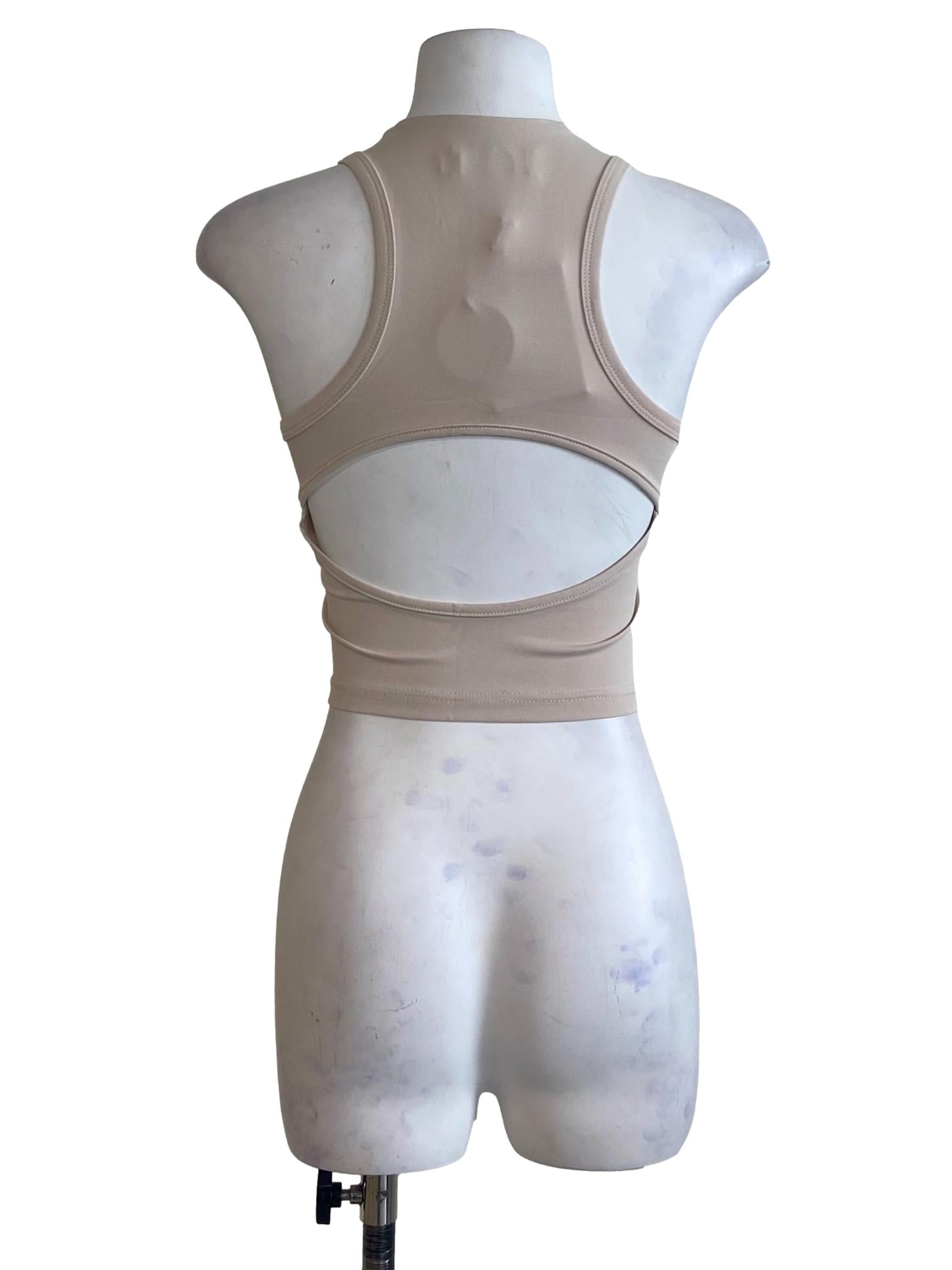 Beige Eris Zip Front Padded Top