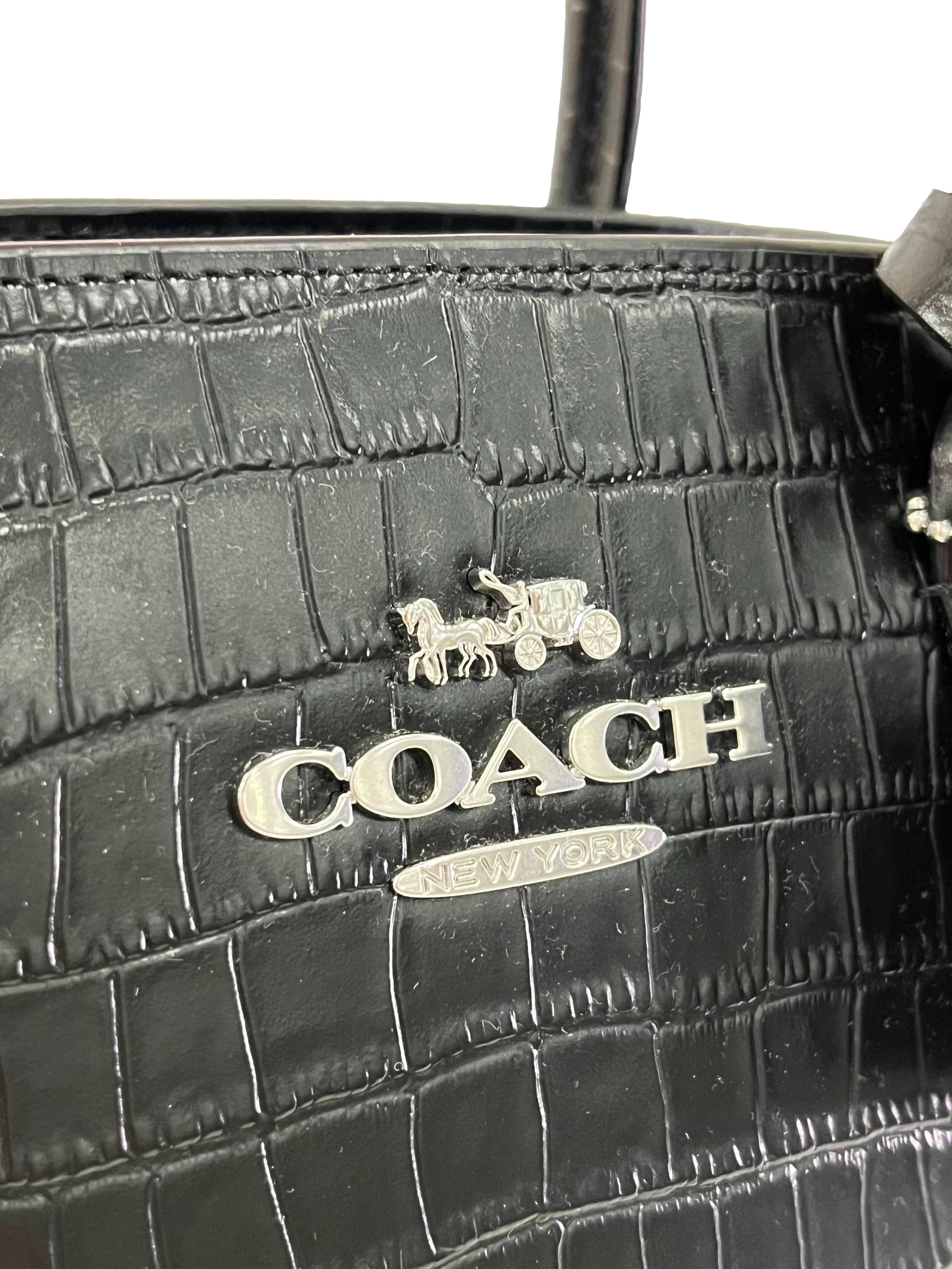 Black Andrea Crocodile Embossed Leather Crossbody Bag CSN