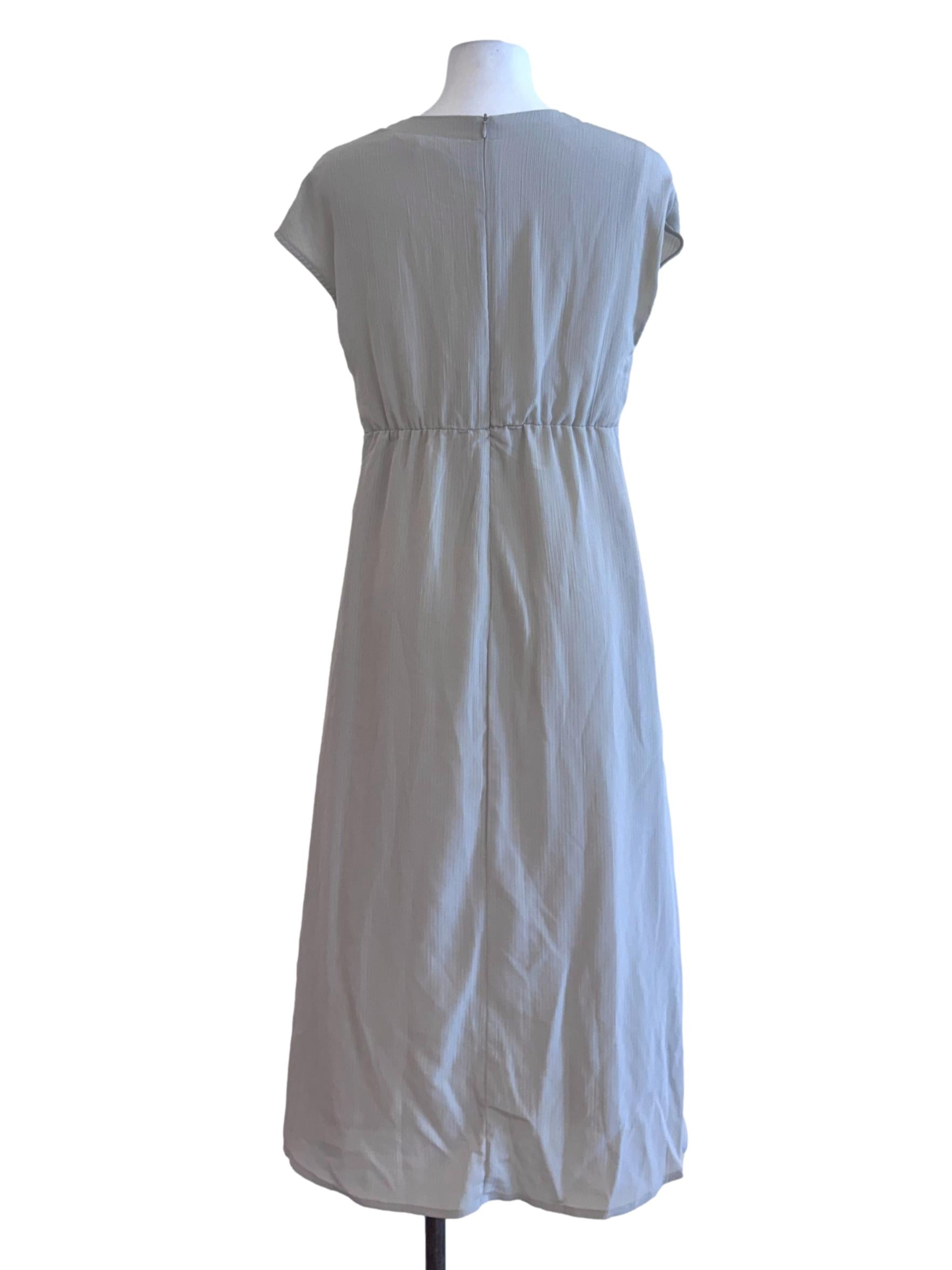 Sage Green V Neck Buttoned Maxi Dress