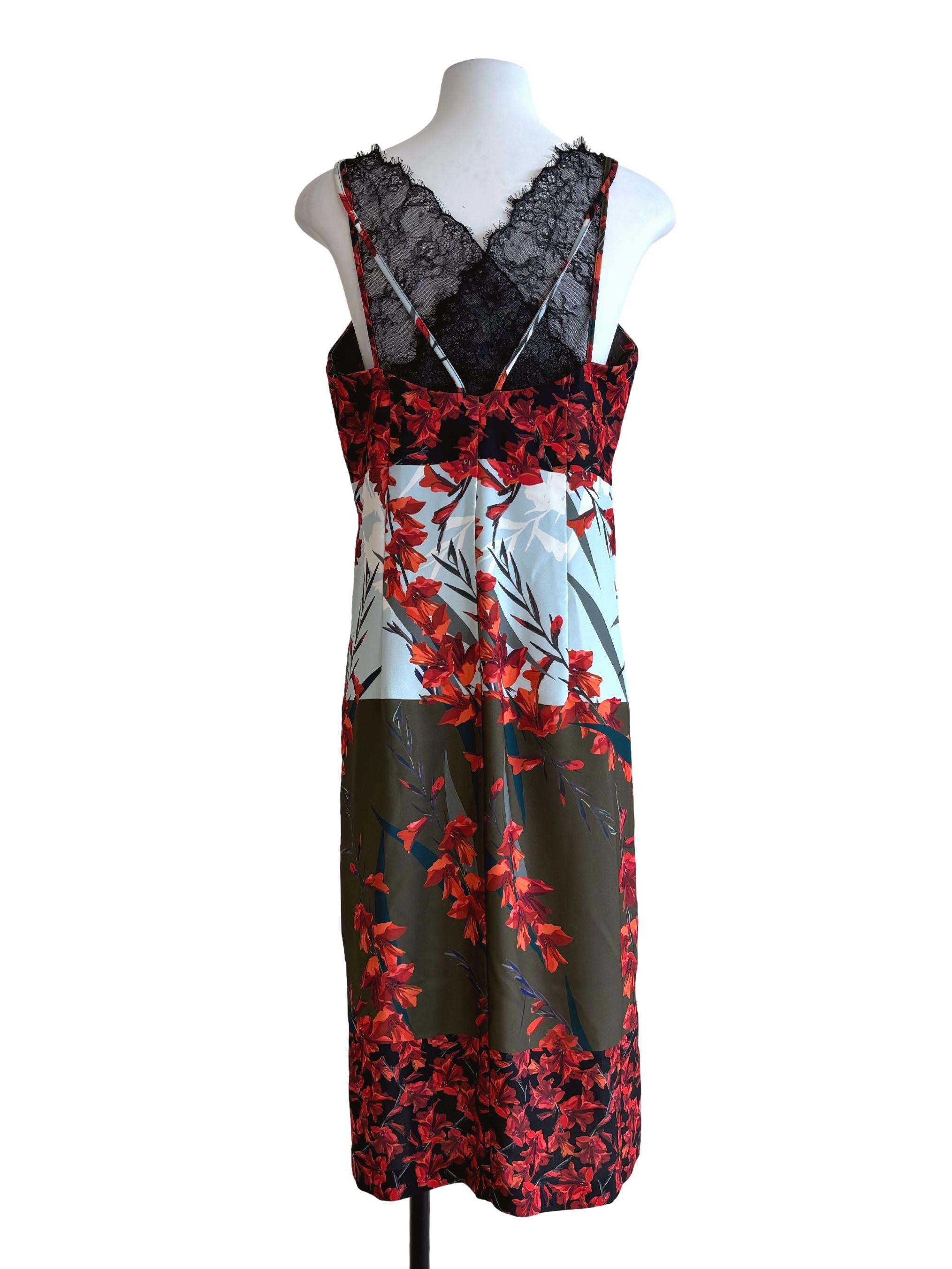 Red Olive Green Printed Straight Dress