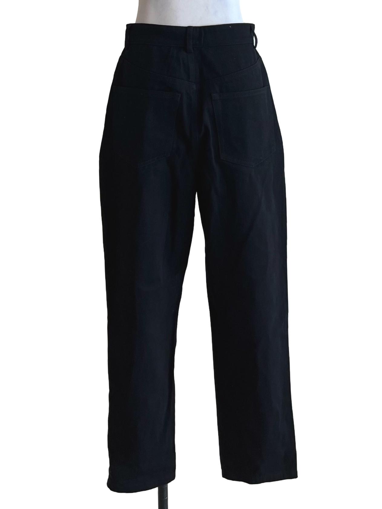 Black Denim High-Waisted Wide-Leg Jeans