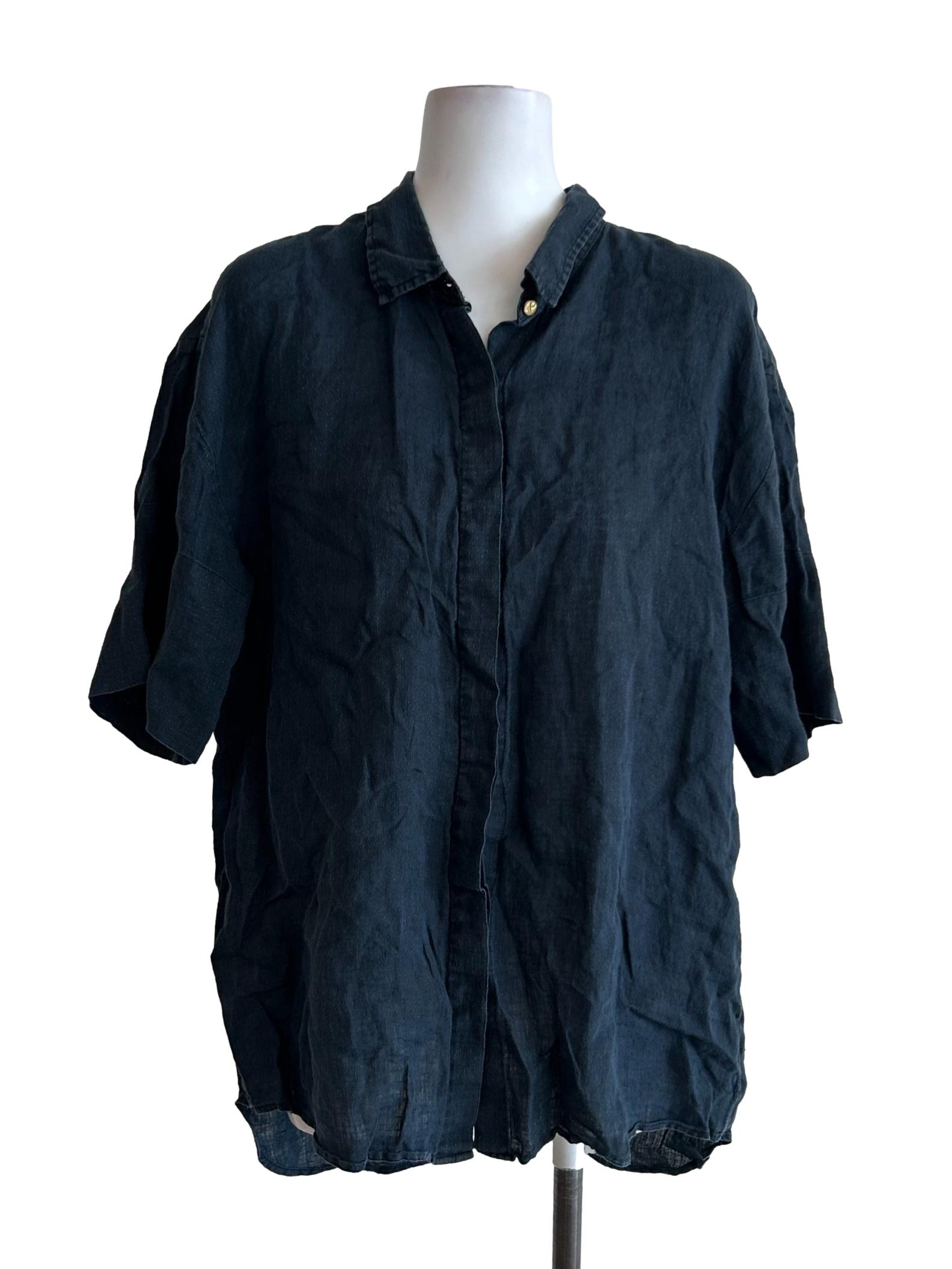 Seville Linen Short Sleeves Shirt In Licorice CSN