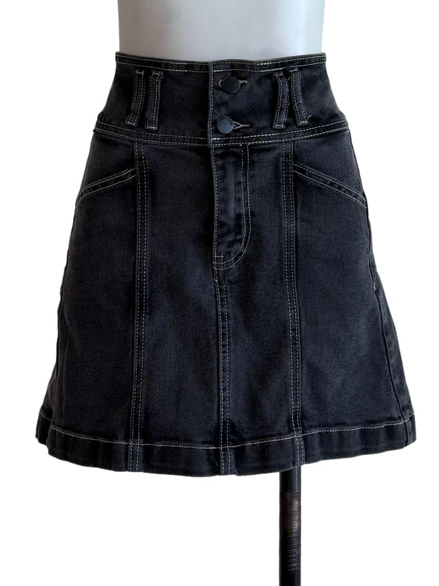 Soft Black Mini Denim Skirt