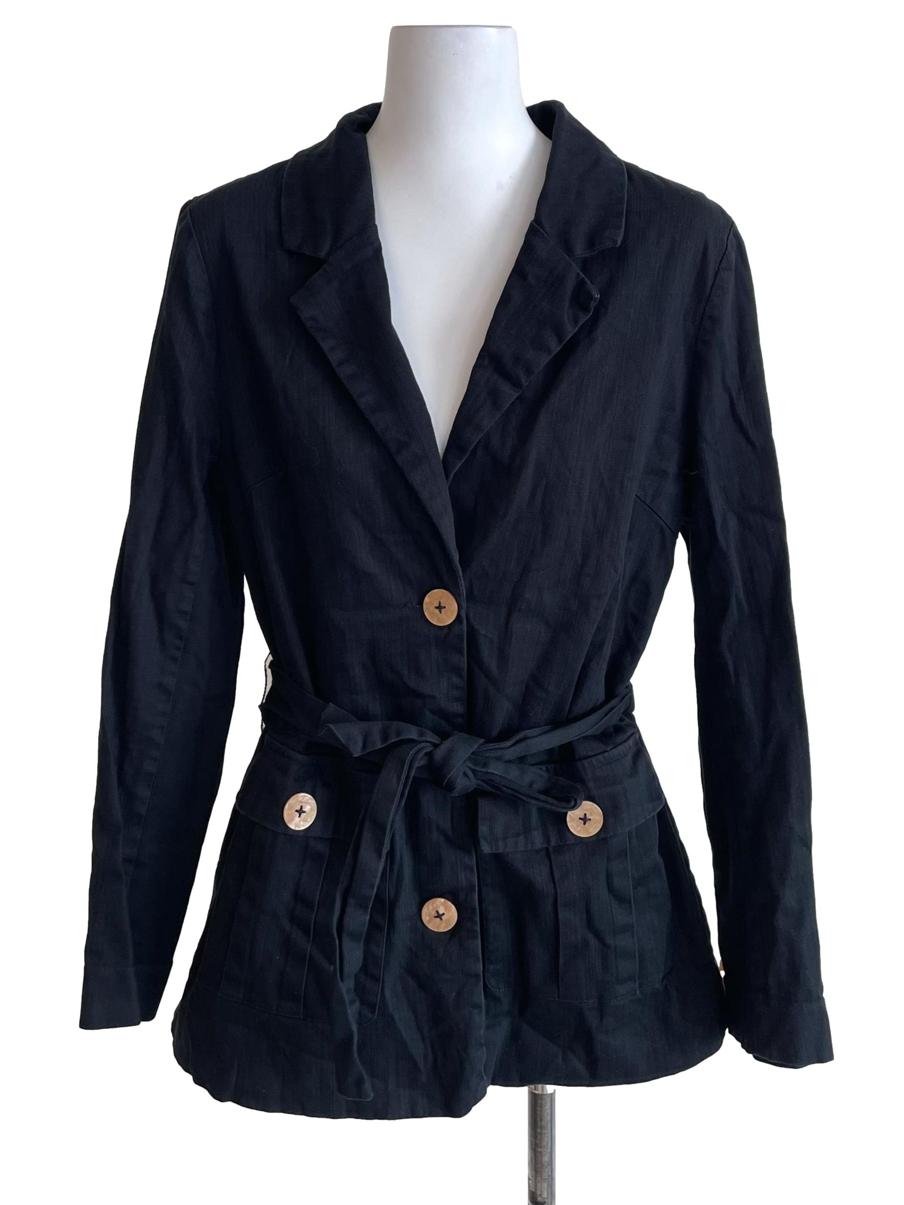 Coal Black Patch Pockets Blazer