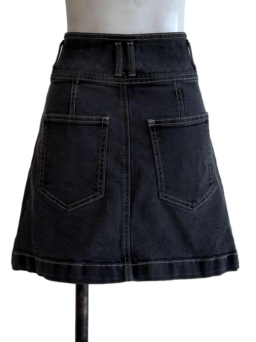 Soft Black Mini Denim Skirt
