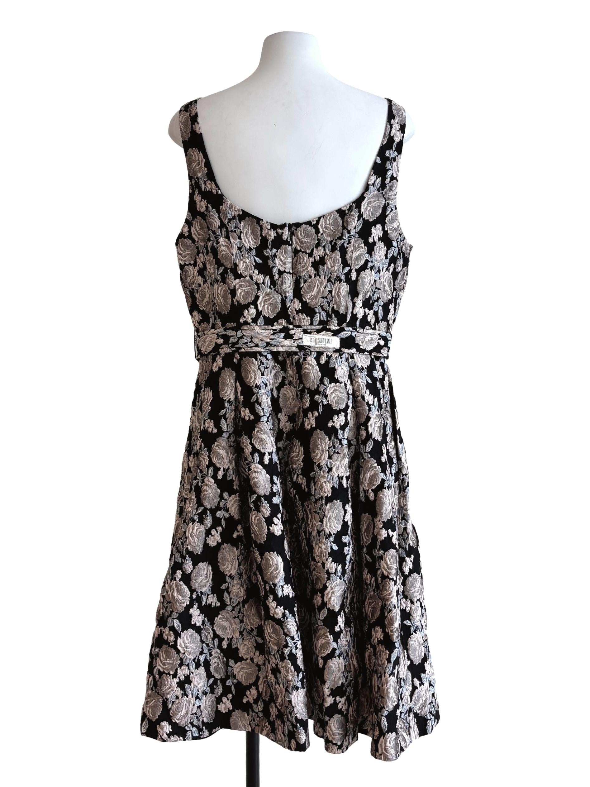 Silver Grey A-Line Jacquard Dress