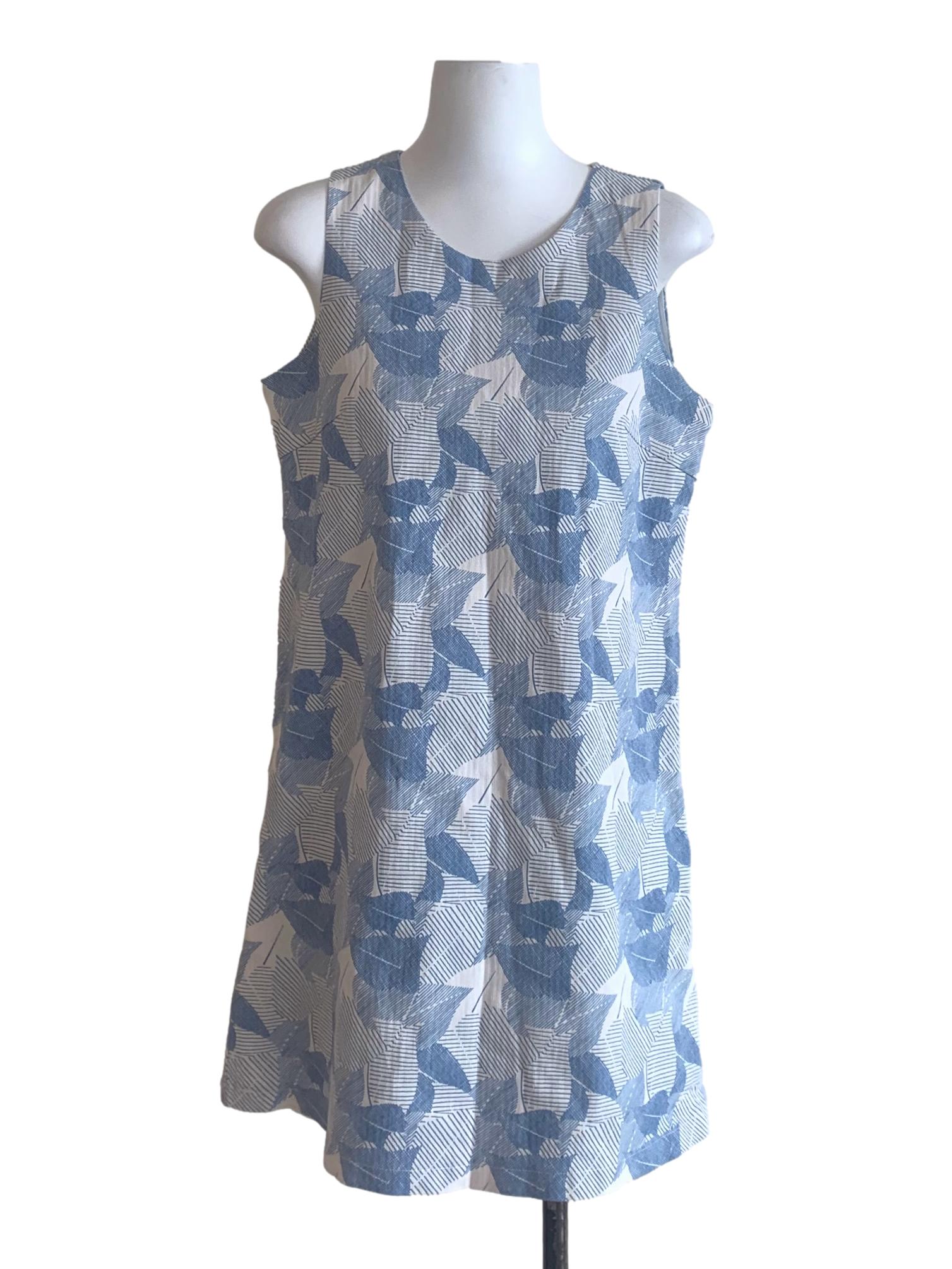 White Blue Pattern Tunic Dress