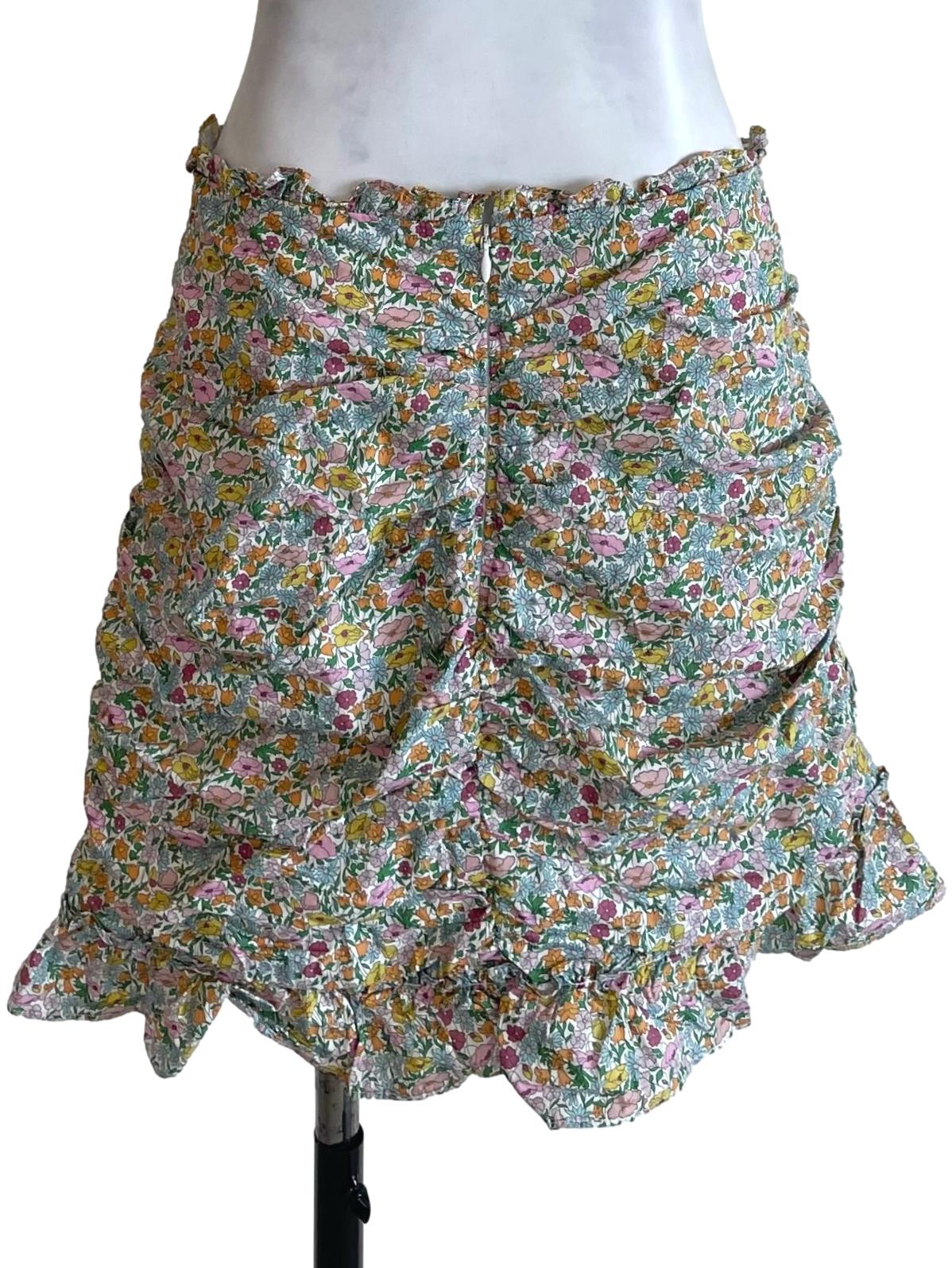 Off White Floral Draped Mini Skirt