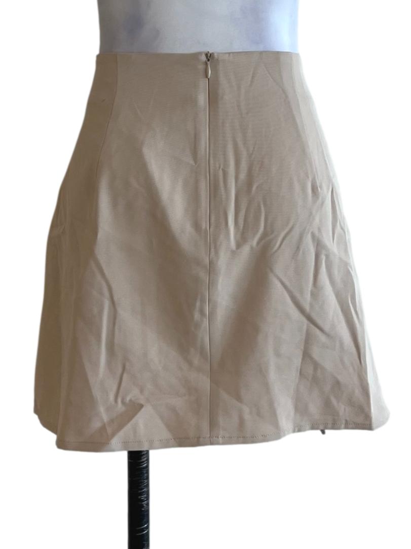 Beige High-Waisted Mini Skirt