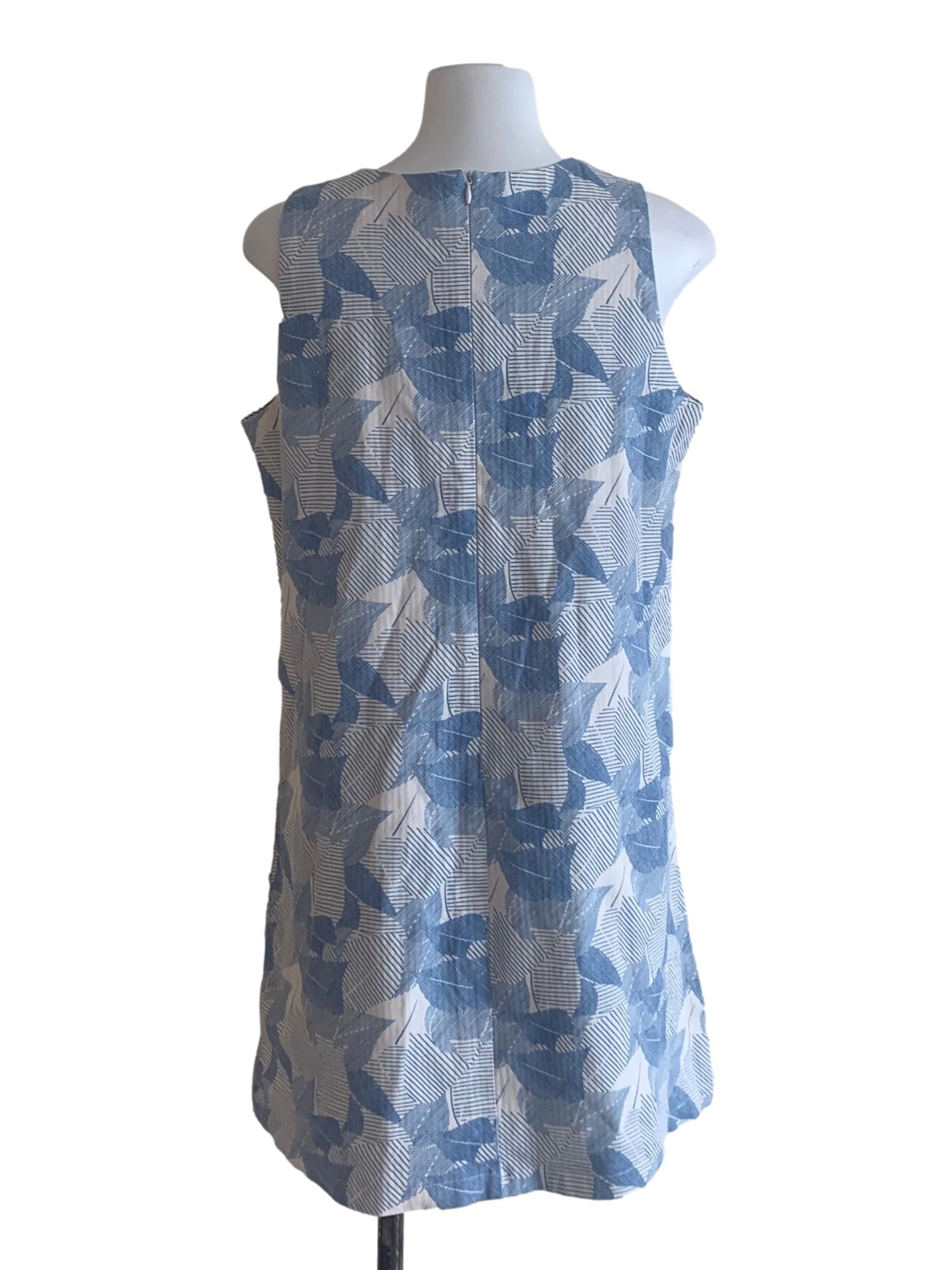White Blue Pattern Tunic Dress