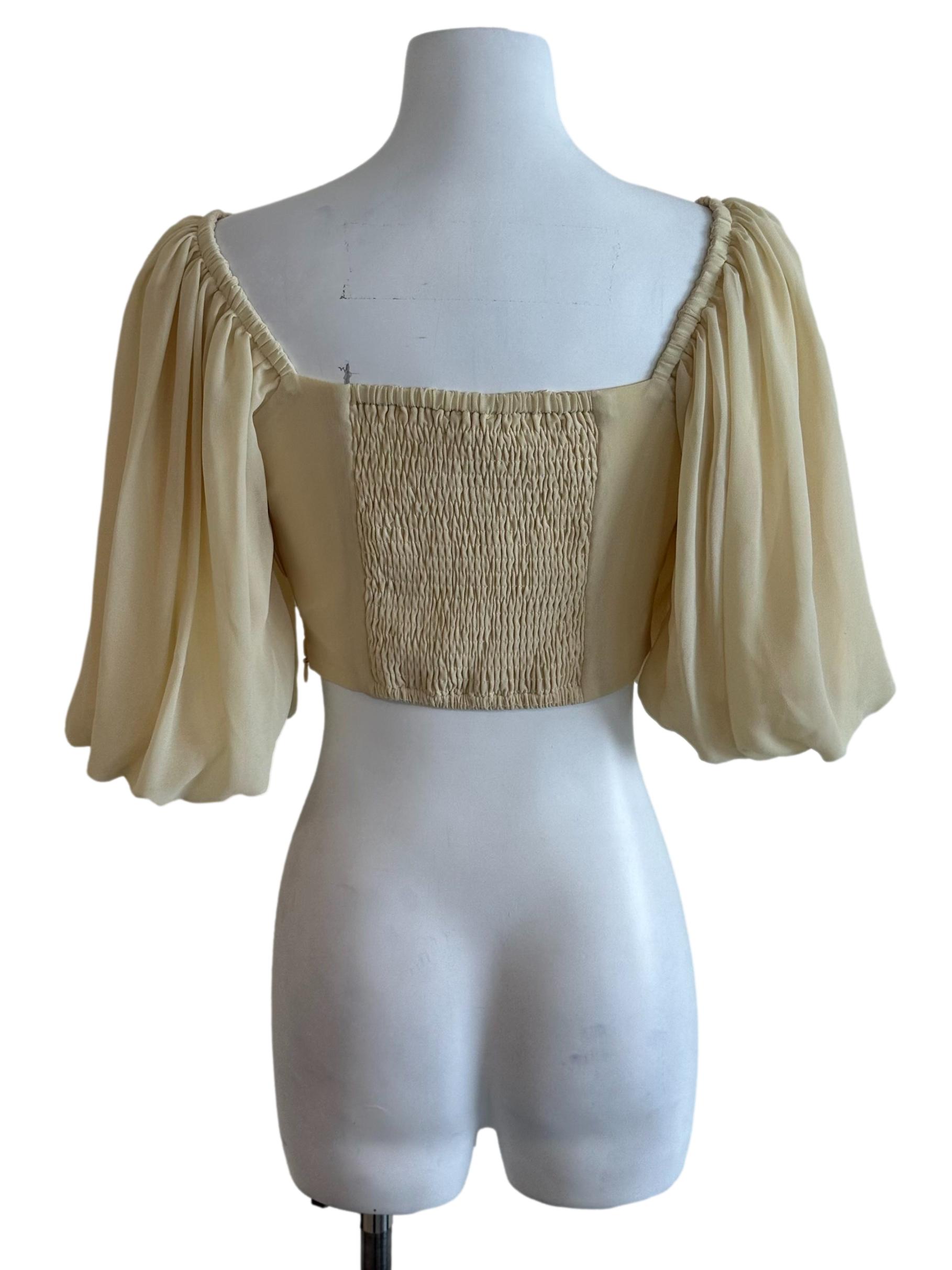 Butter Yellow Pleated Puff Sleeve Top