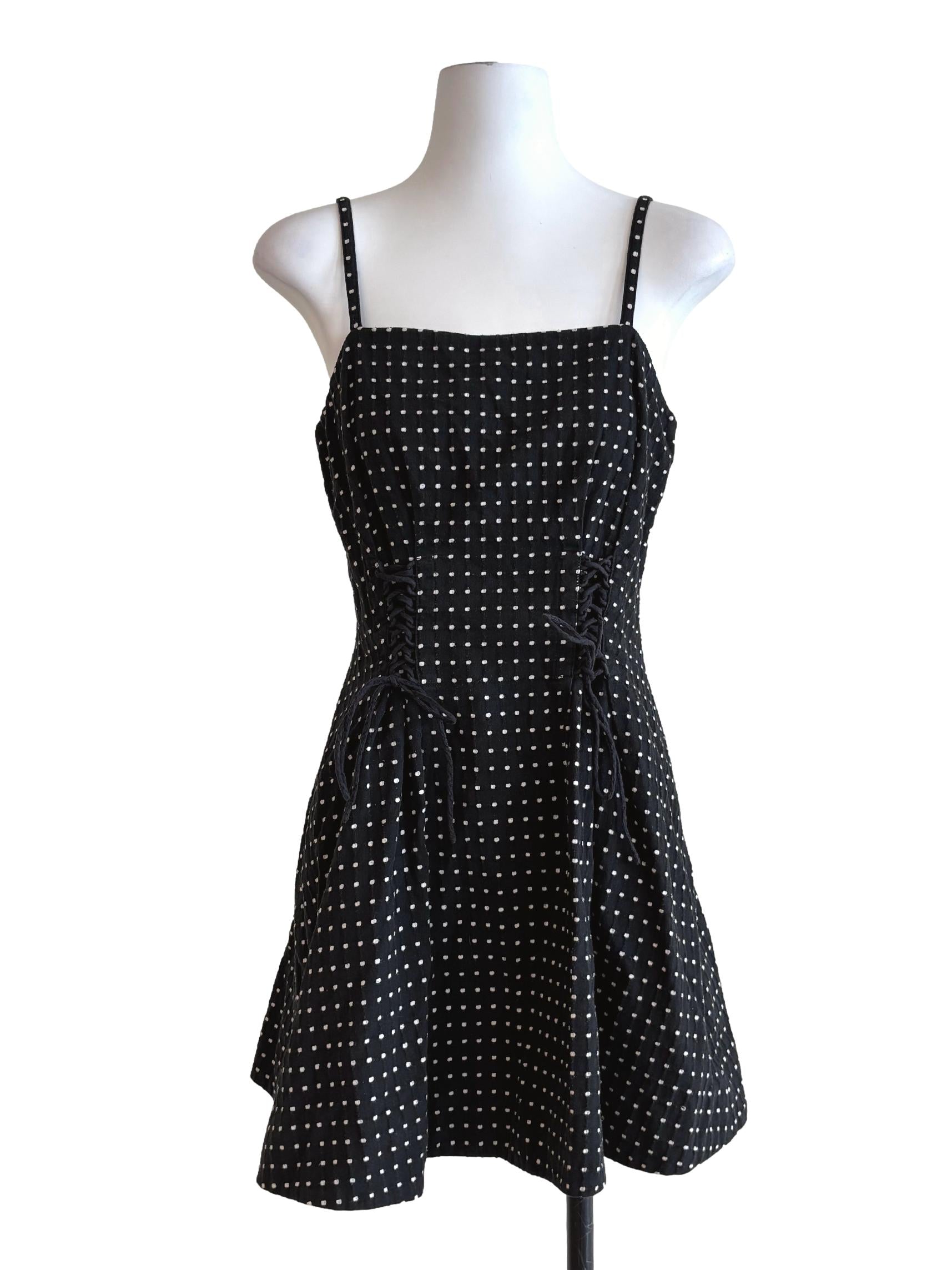 Onyx Black Polka Dot A-Line Dress